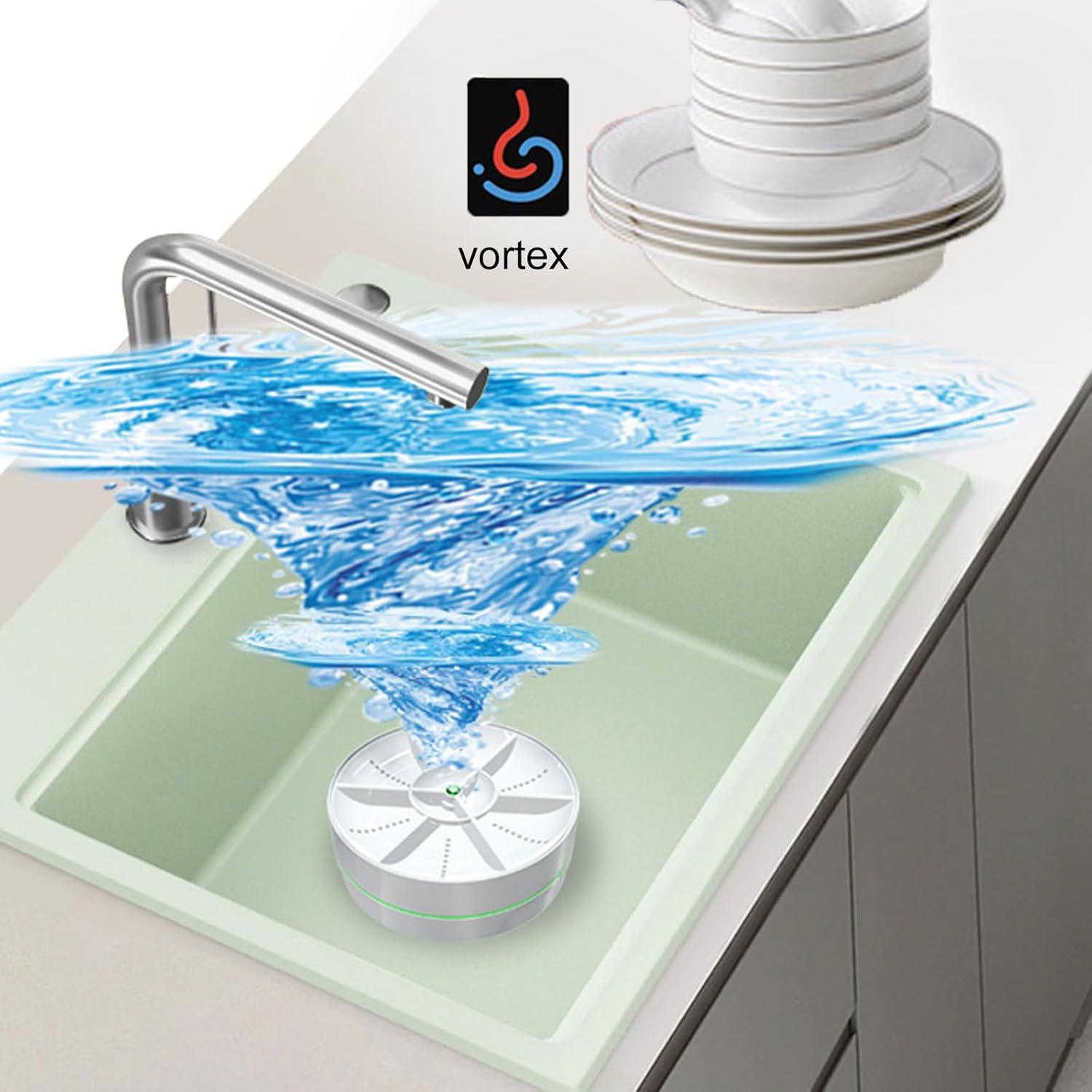 Gadget de nettoyage portable - lave-vaisselle électrique compact ABS - idéal fruits/légumes - petit format