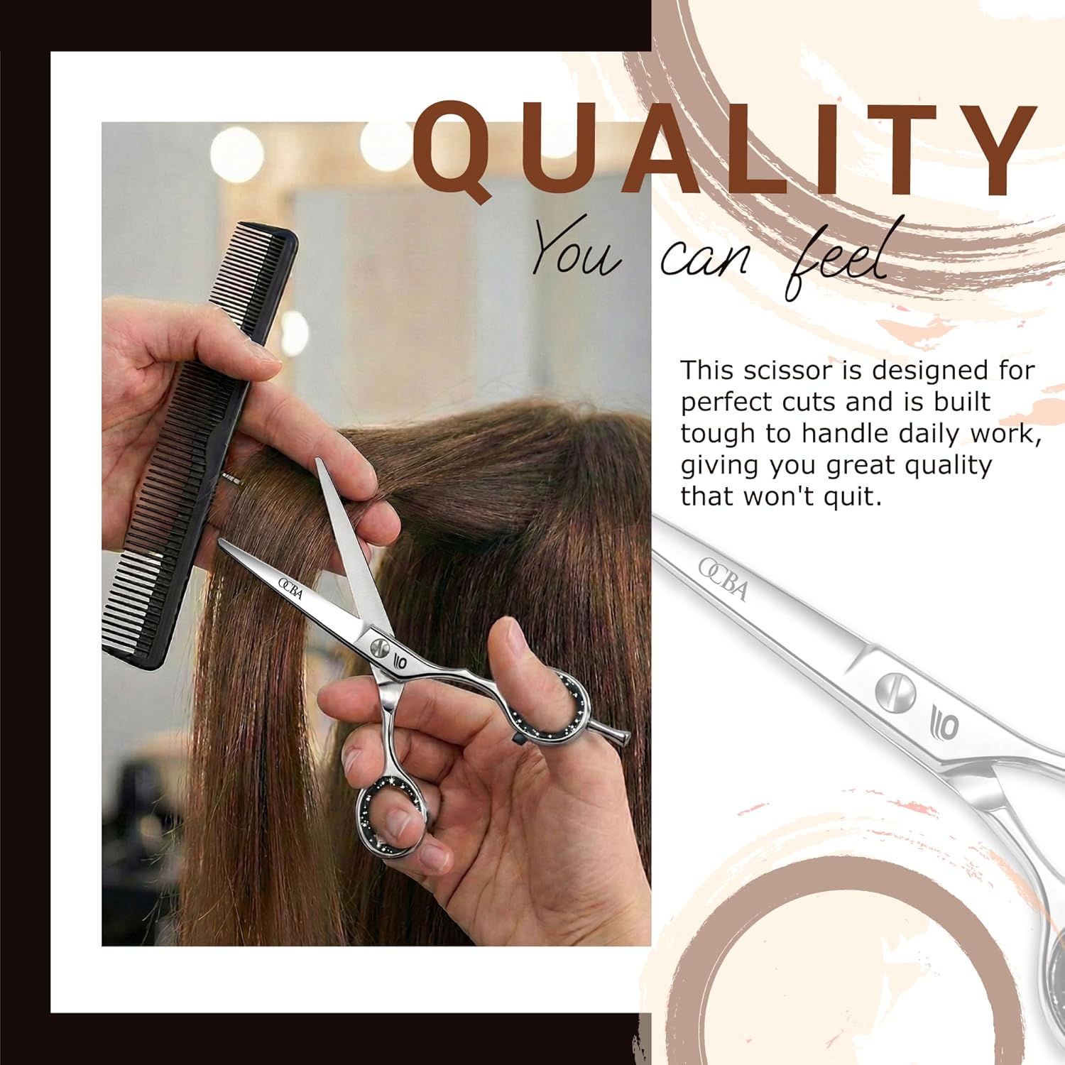 Ciseaux de coiffure - 6 pouces - inox, coupe précise, usage mixte