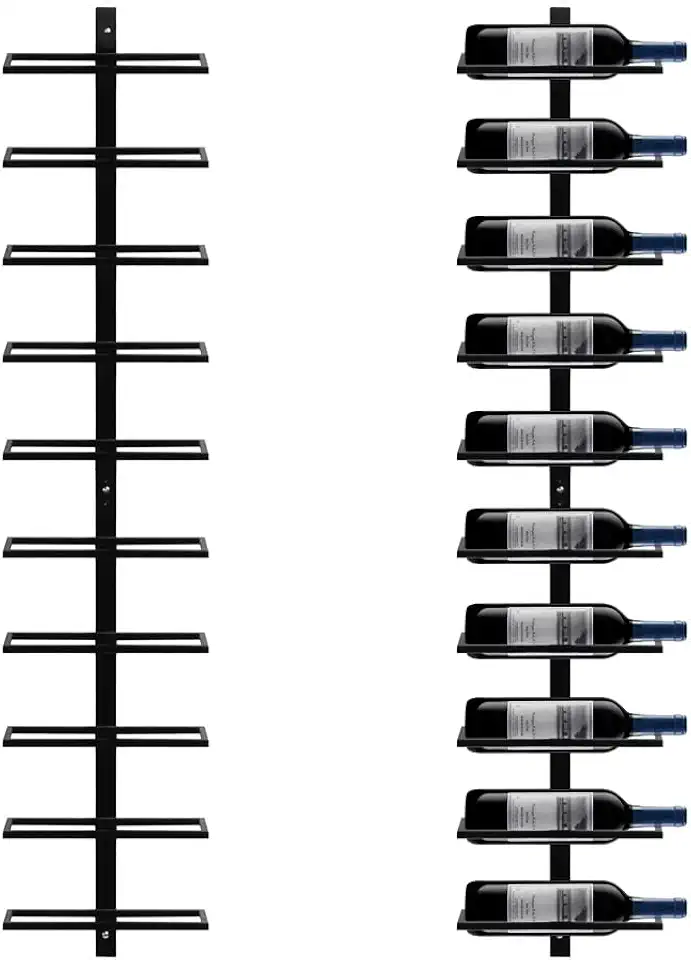 Yaheetech - Porte Bouteille mural métal - 126cm - 10 bouteilles, noir
