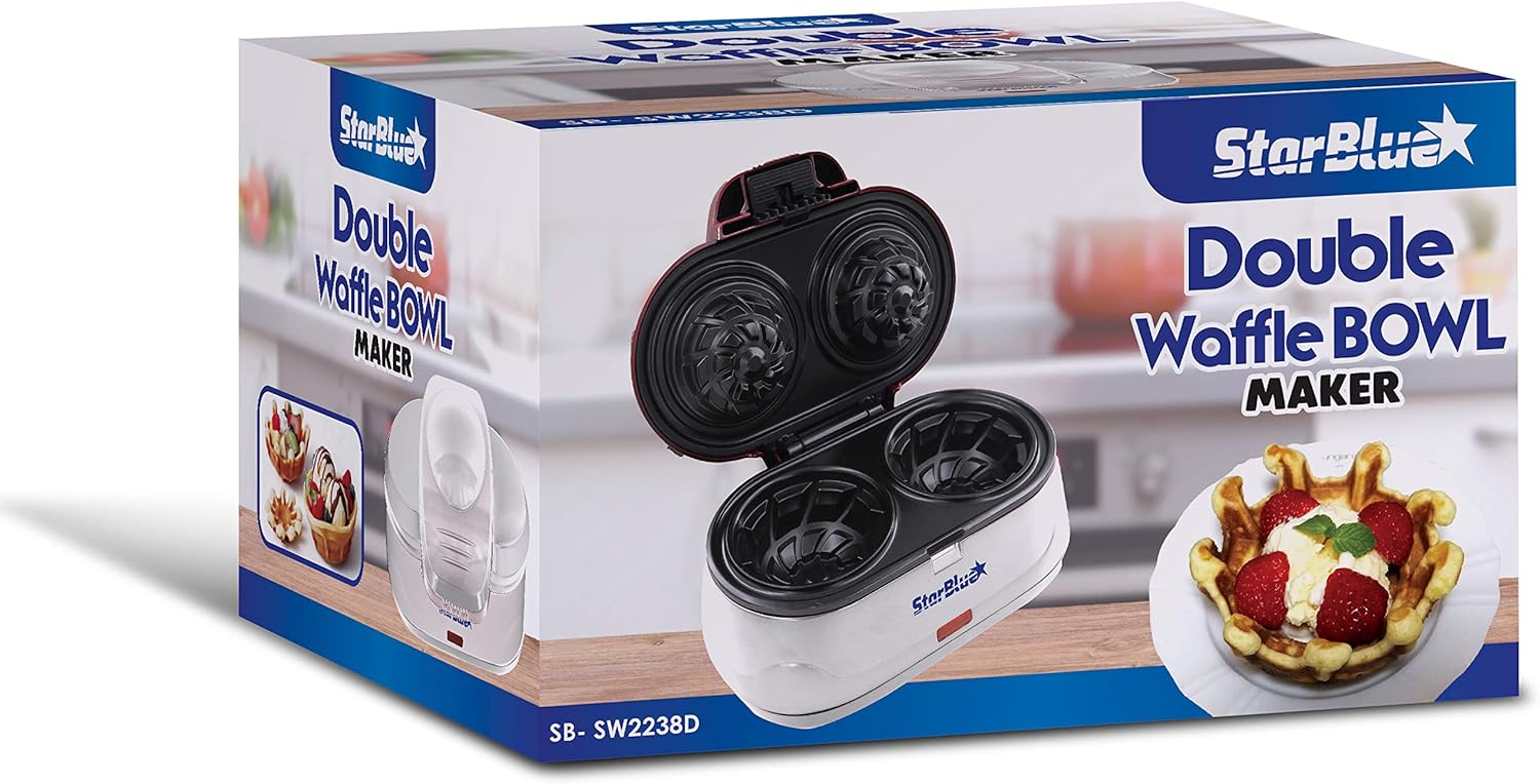 StarBlue - Double Gaufrier Coupelle - 1200W - 220V/240V, prise EU/UK
