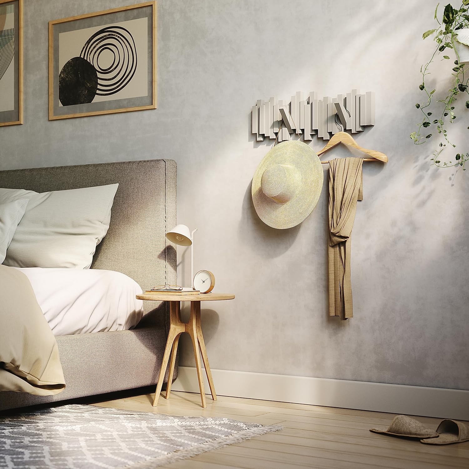 Umbra - Sticks - patère murale 5 crochets gris rabattables