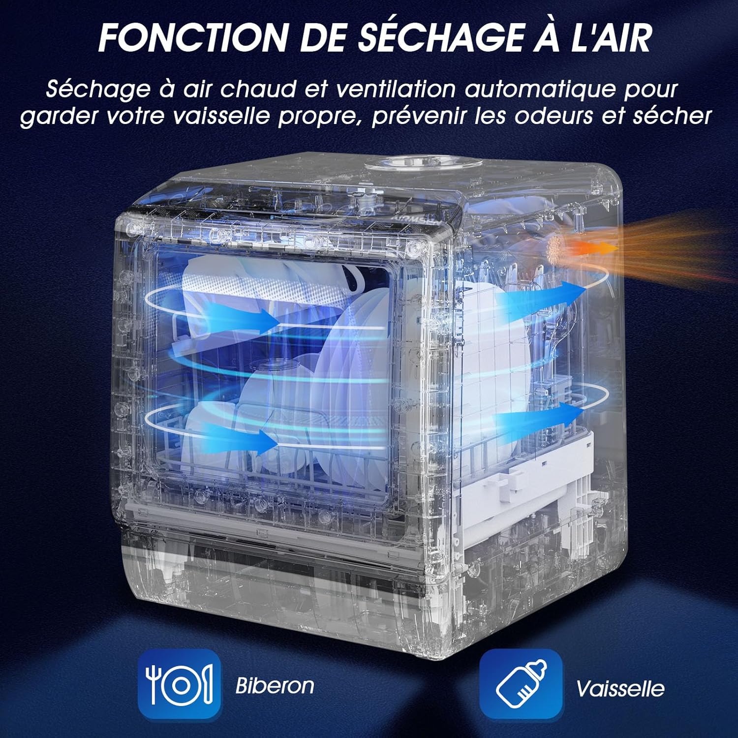 AIRMSEN - Mini lave-vaisselle de comptoir, 5L, écran LED, 5+1 programmes