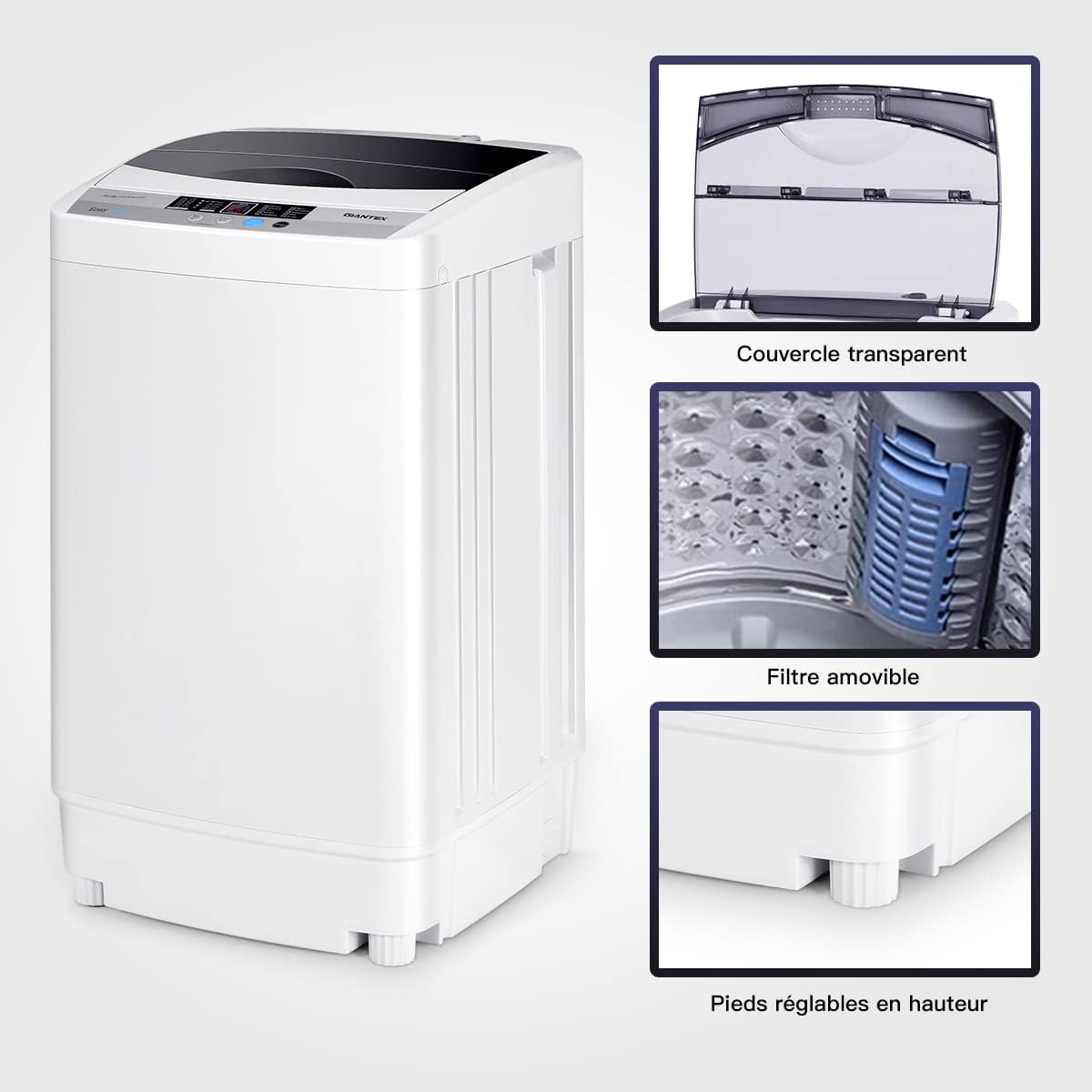 GOPLUS - lave-linge série - 50x50x85 cm - 4,5kg, 10 programmes, LED