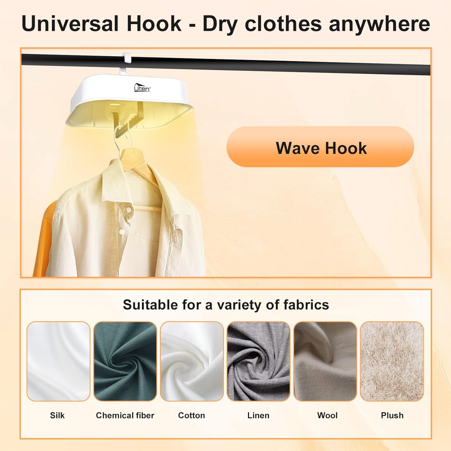 Uten - mini séchoir suspendu - compact 600W - minuterie, arrêt auto