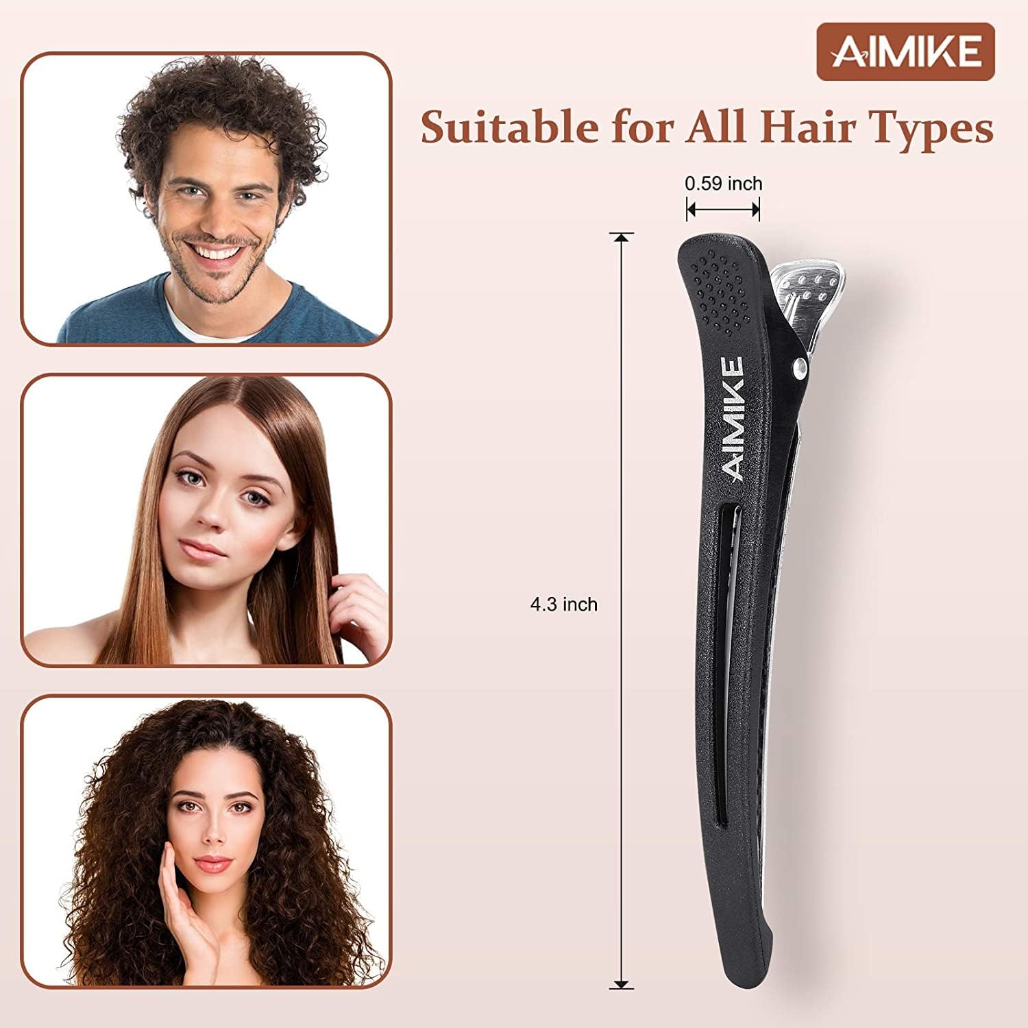 AIMIKE - Lot de 12 pinces à cheveux - antidérapantes, silicone, sans traces, pour coiffeur