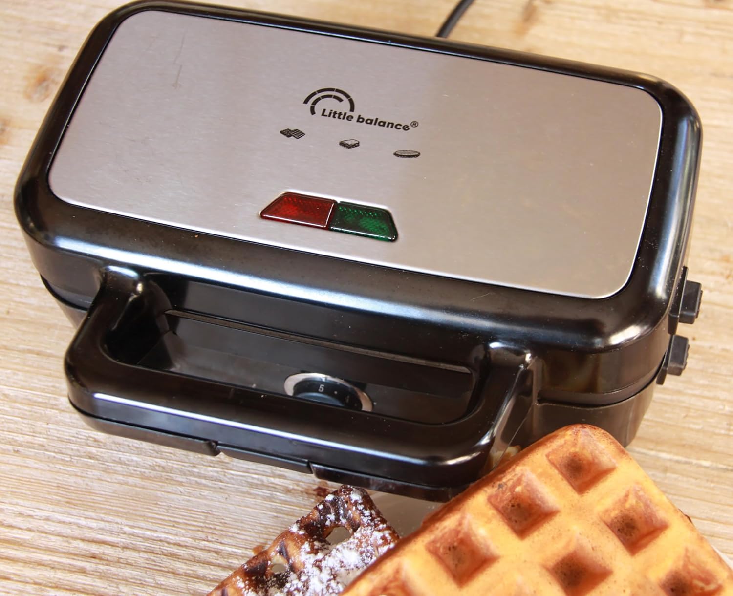 Little Balance - Speedn Mixt inox/noir - 1200W, gaufrier gril 2en1, plaques amovibles - 8368