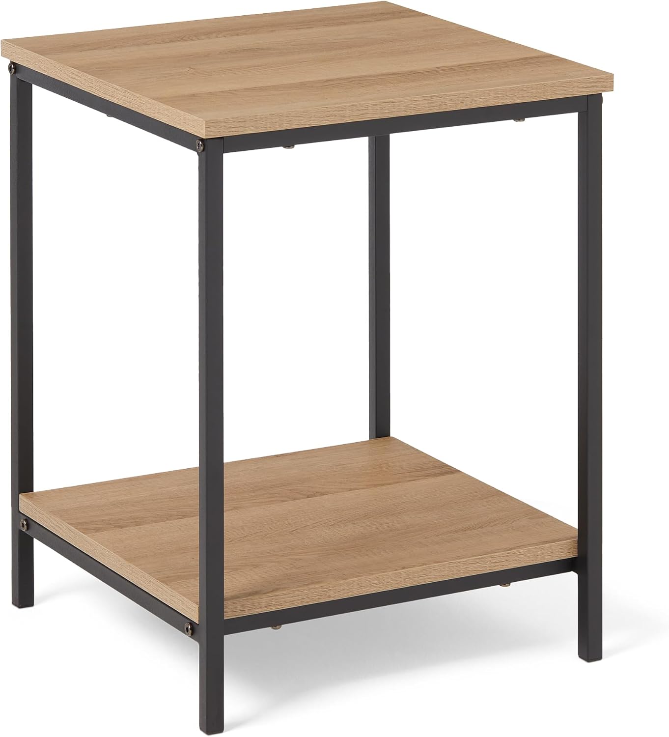 maxy-dealz Basics - Table d’appoint carrée 40x40x51cm - chêne, étagère inférieure, cadre acier