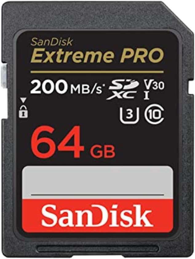 SanDisk - Extreme PRO SDXC - 64 Go - 200 Mo/s, UHS-I, Classe 10, U3, V30