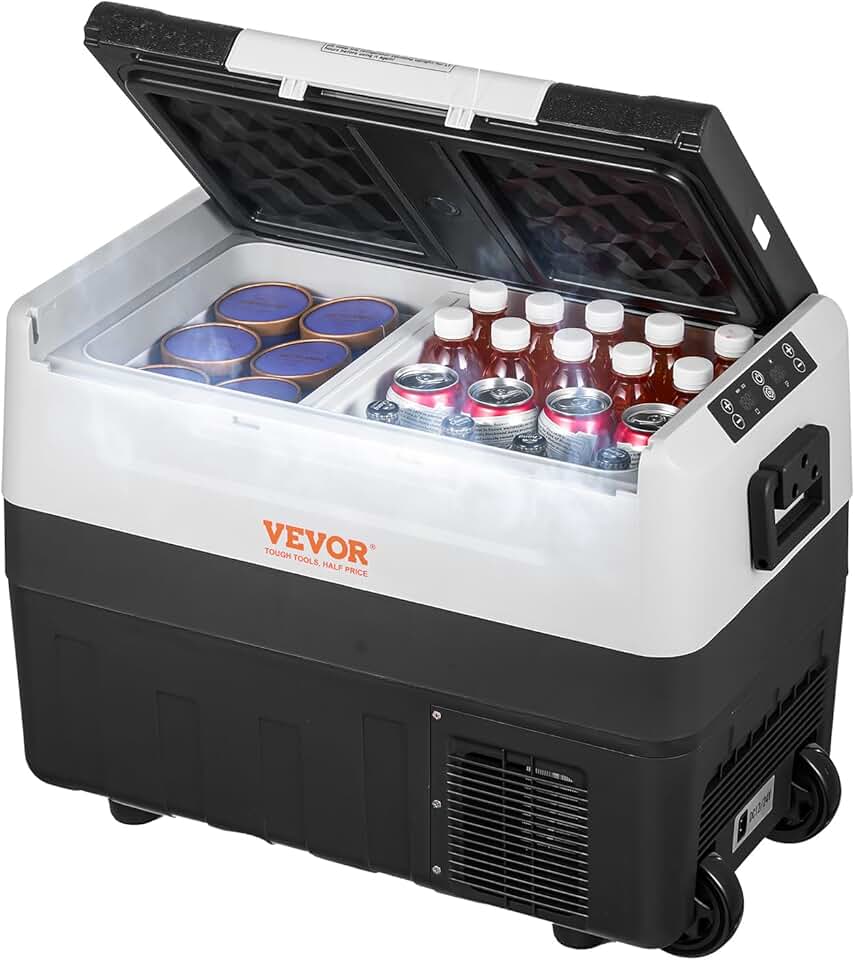 VEVOR - Glacière portable 45L - double zone, -20°C à 10°C, 0,6 kWh, 12/24V, 100-240V