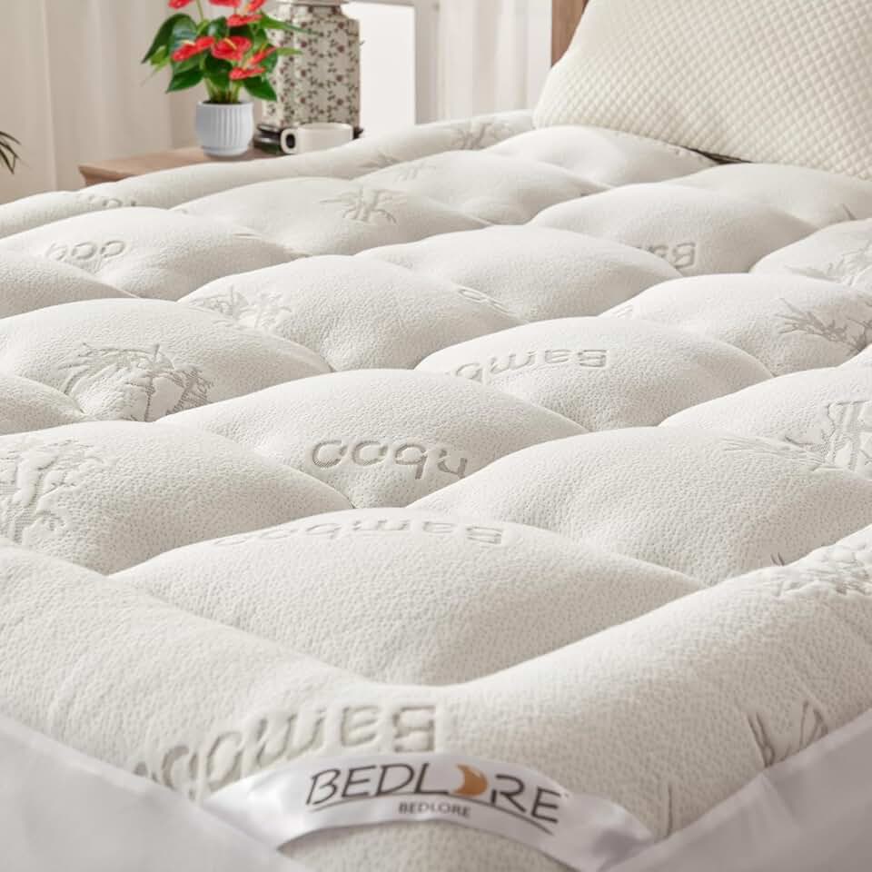 BEDLORE - surmatelas matelassé - 160x200 cm - bambou respirant, bonnet 40 cm