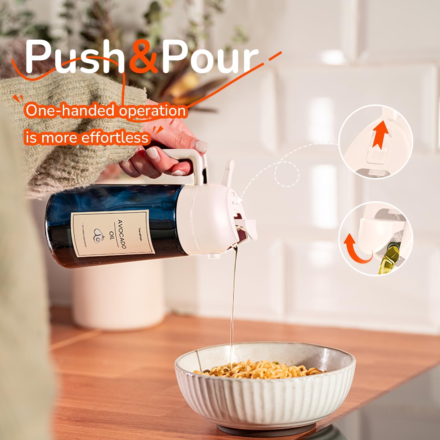 TrendPlain - Spray Huile Cuisine 470ml - 2-en-1 Air Fryer, Blanc