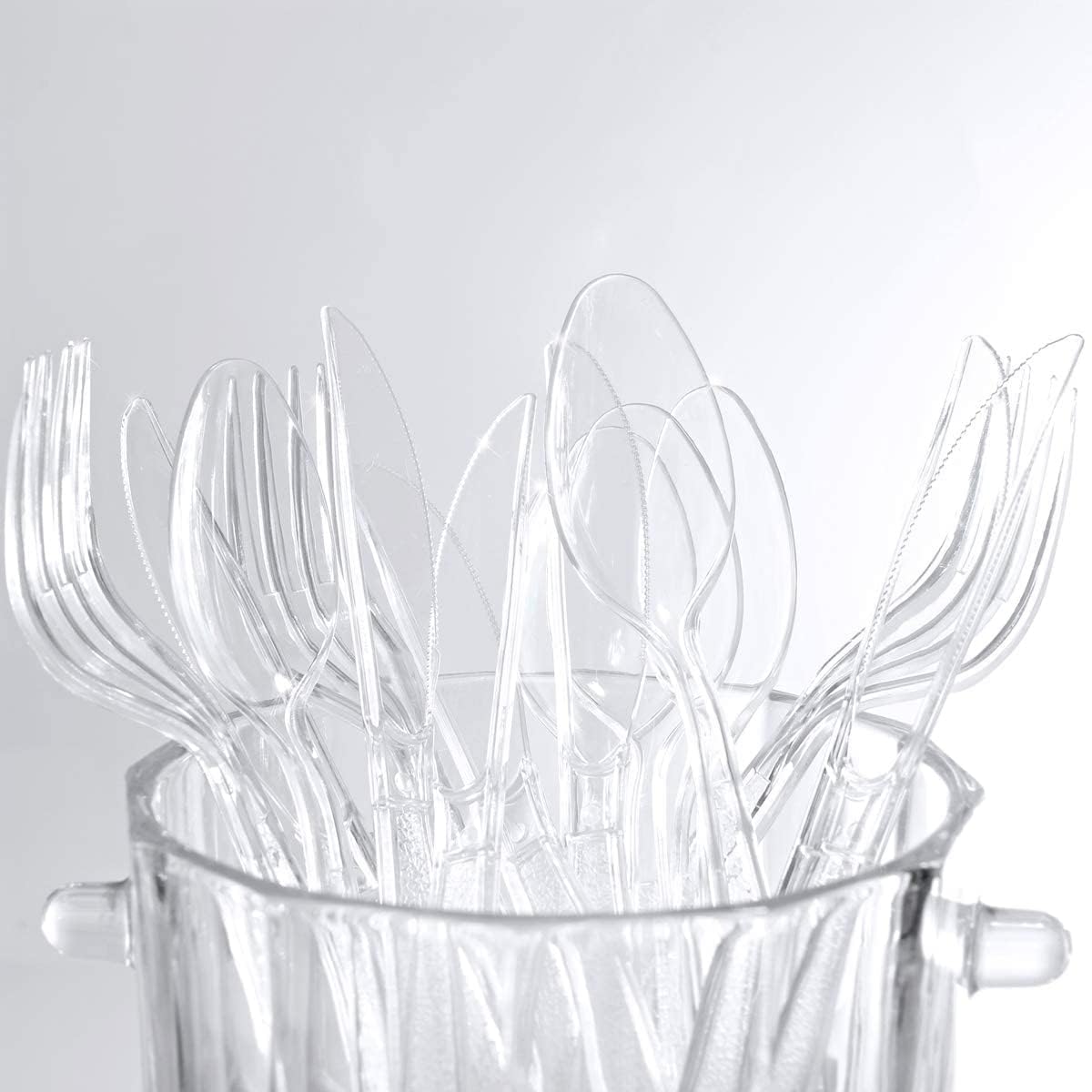 Couverts plastique réutilisables - set 300 pièces - résistants, idéals fête
