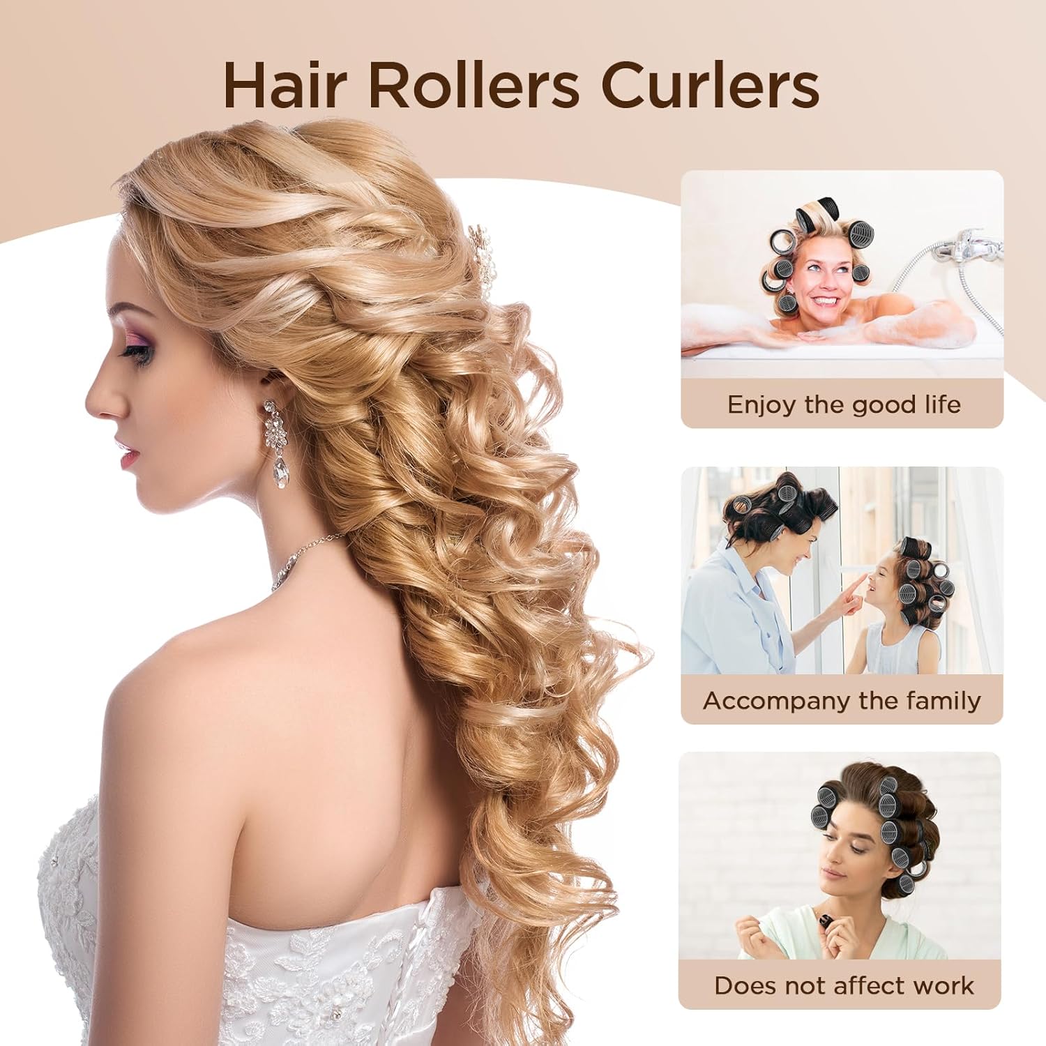 Romon - Bigoudis cheveux set 31 pcs, 3 tailles, pinces, peigne