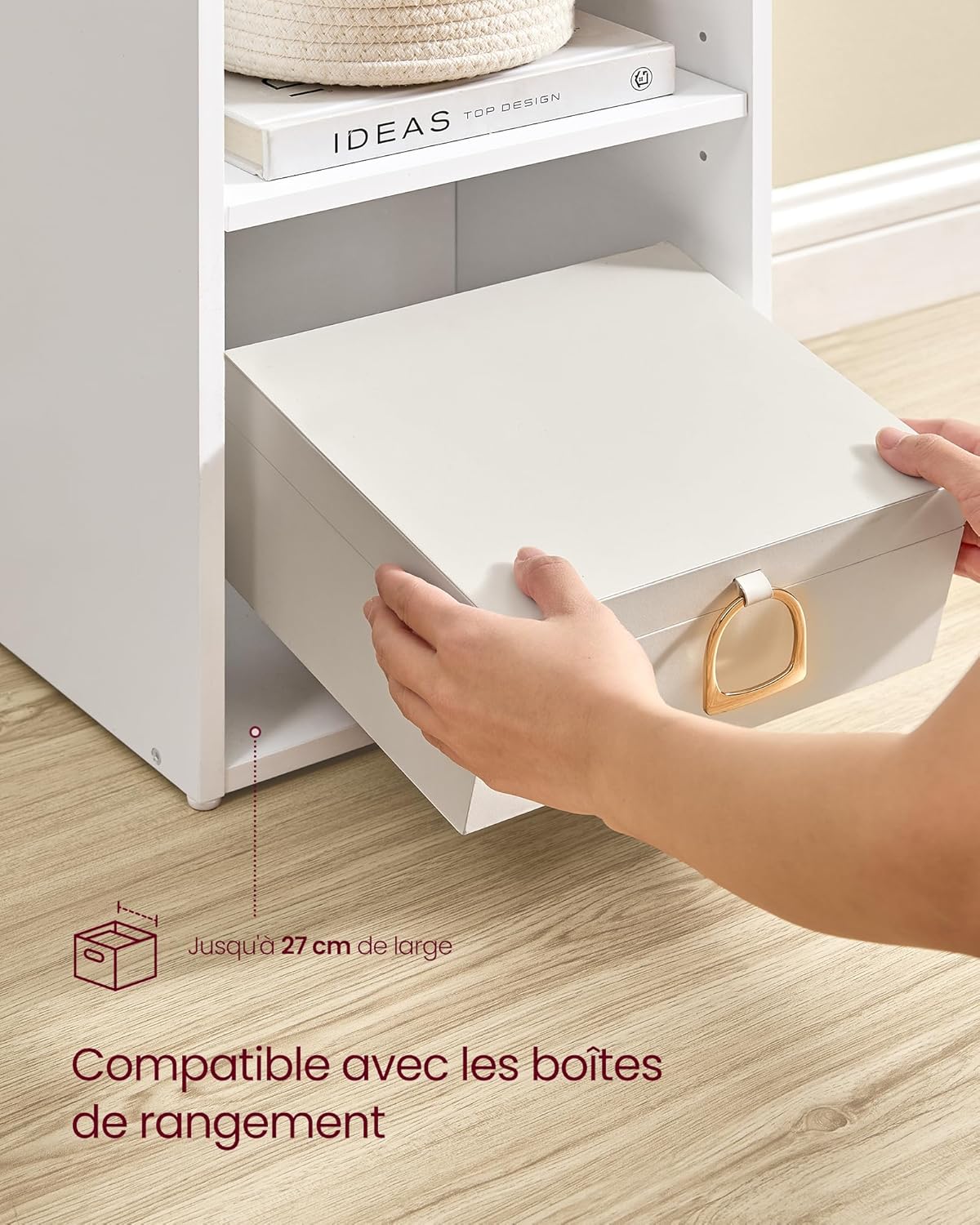 VASAGLE - bibliothèque 6 niveaux, 24x30,2x160,7 cm, blanc, LBC411W01