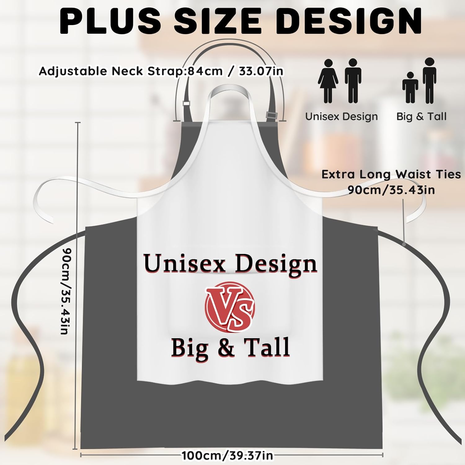 Tablier de Chef - lot de 2, unisexe, grandes poches, taille grande, usage professionnel