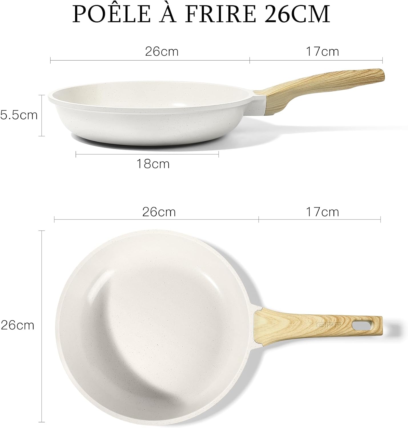 GiPP - Poêle à frire granit 26cm - antiadhésive saine induction