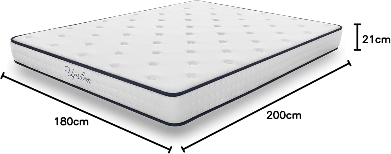 COSMOS - Upsilon - 180x200 cm - Mémoire de forme, latex, soutien équilibré, 21 cm, 7 zones, réversible
