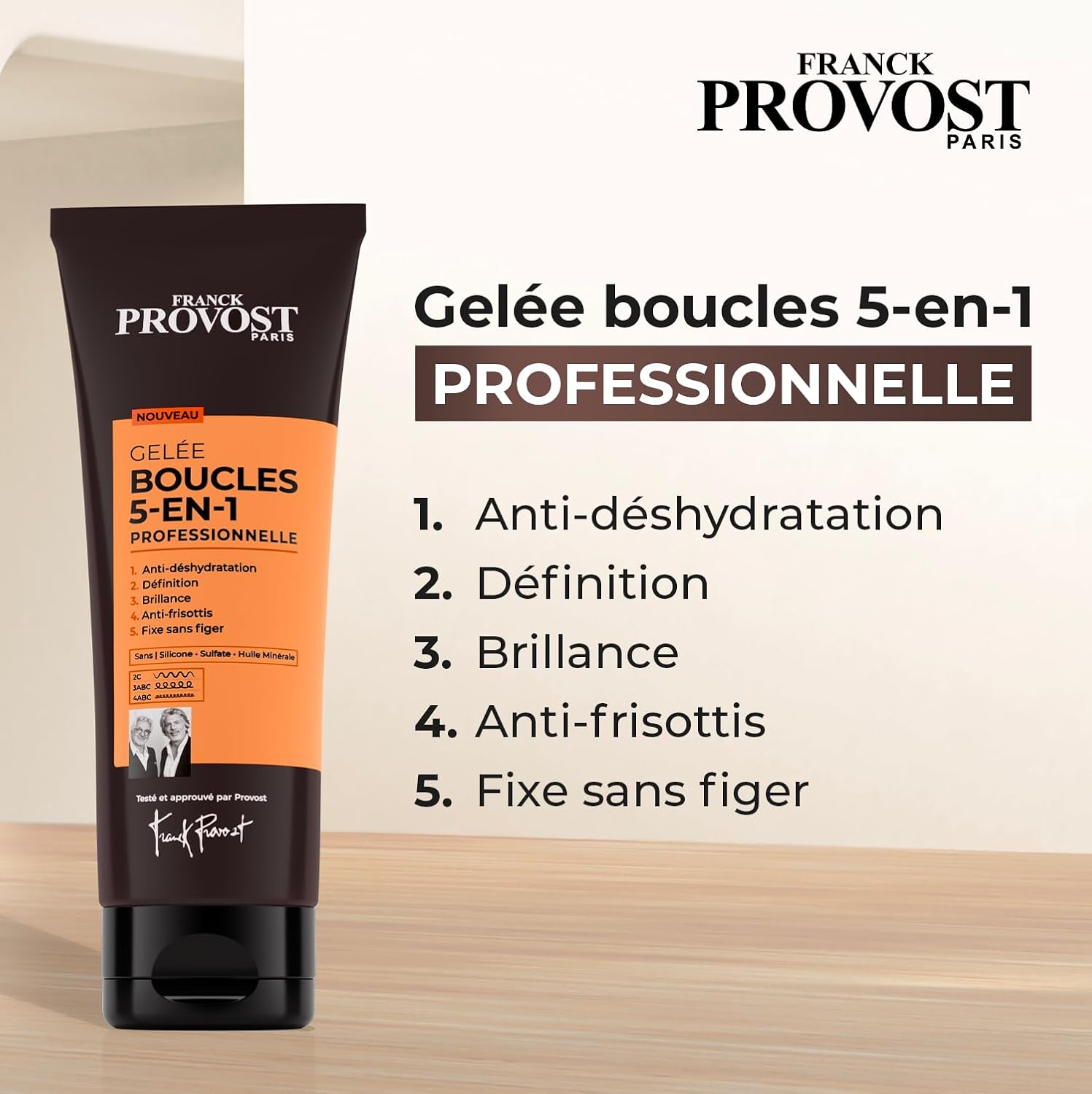 Franck Provost - Gelée Boucles 5-en-1 - 250ml - sans silicone, hydratante, définition 24h