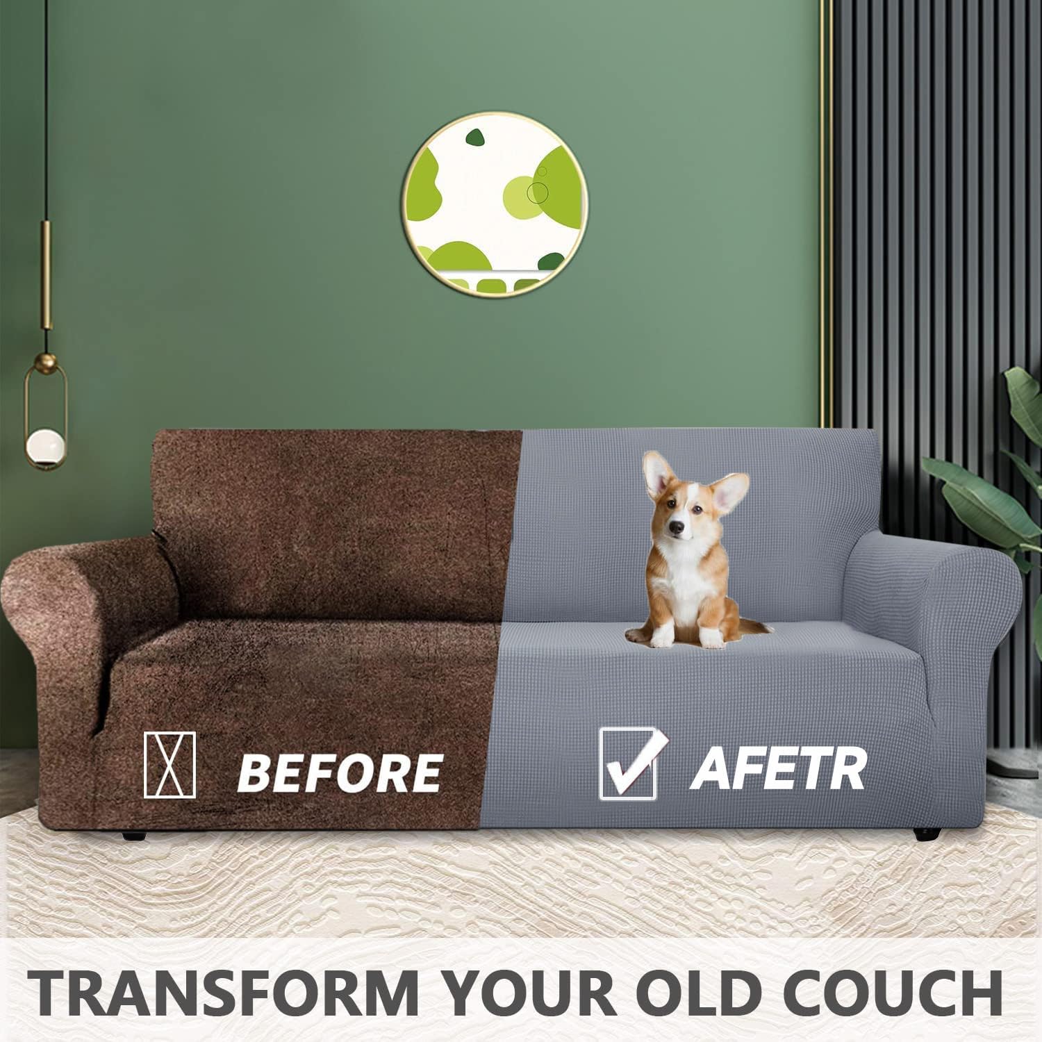 Housse Canapé - 3 places - extensible, antidérapante, lavable, gris clair