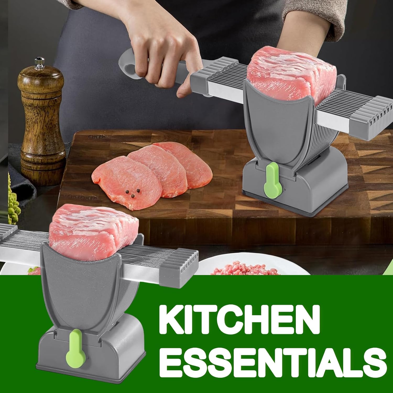 Trancheuse manuelle - découpe viande et légumes - usage cuisine polyvalent