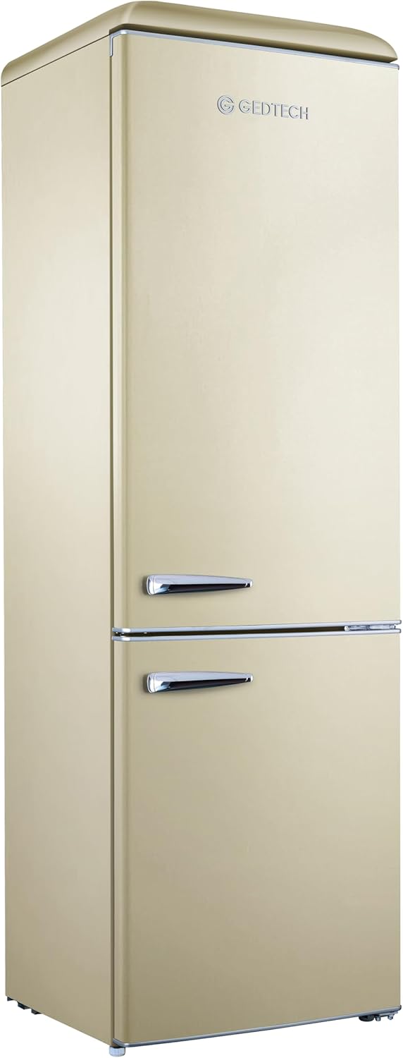 GEDTECH - réfrigérateur combiné vintage bas, 310L, crème, faible conso, GCBV310CR