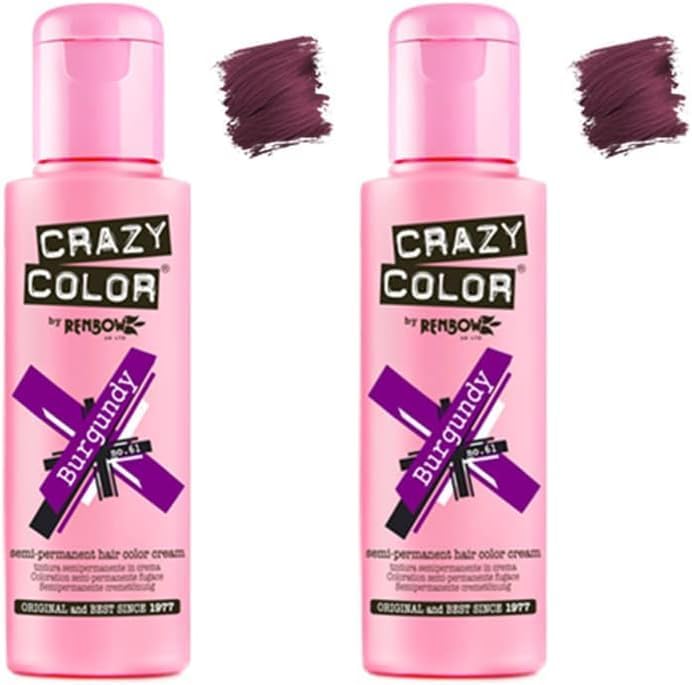 Crazy Color - Bordeaux permanent hair dye - 100ml duo pack CRC026