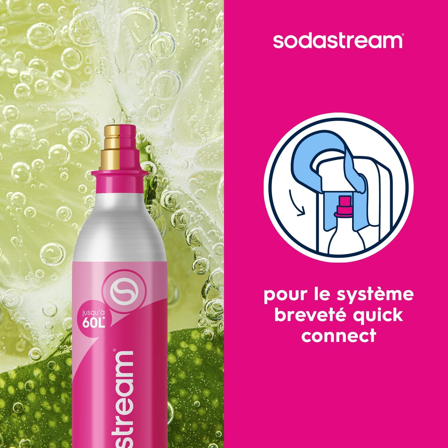 Sodastream – Cylindre Quick Connect – 60L – Compatible Terra, Art, Duo, rose