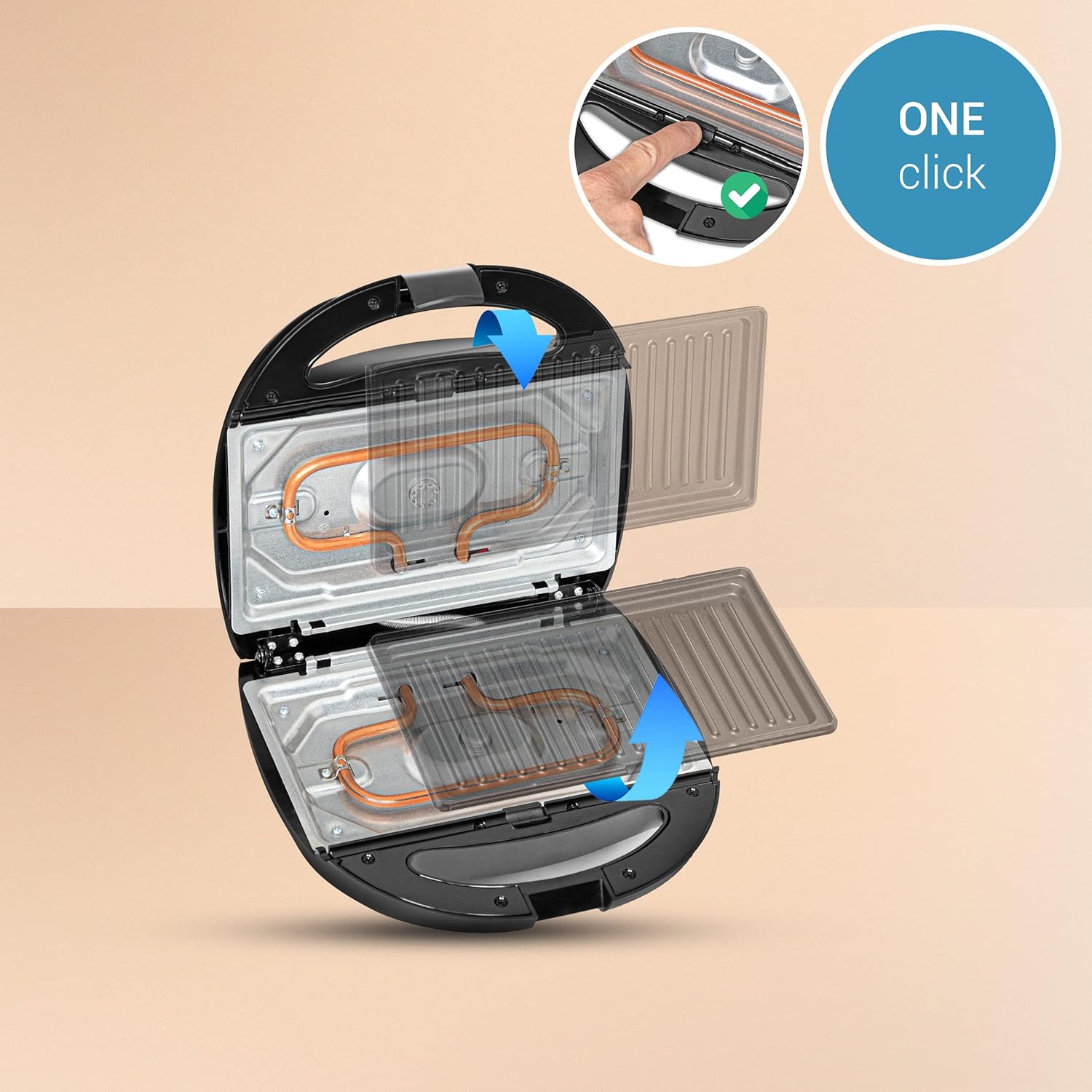 Lehmann - Sandwichmaker 5en1 - 800W - plaques antiadhésives, multi-formes