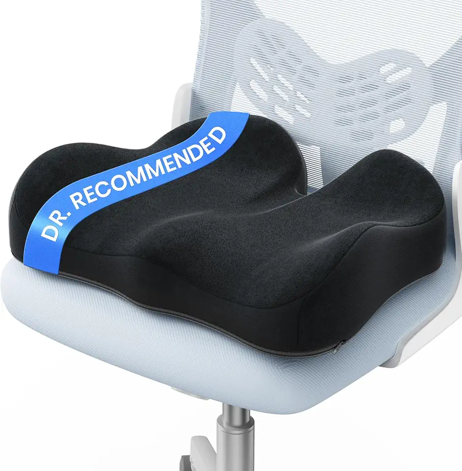 Benazcap - Coussin Coccyx ergonomique - mousse mémoire, soulage hanches et sciatique, pour bureau, fauteuil, voiture