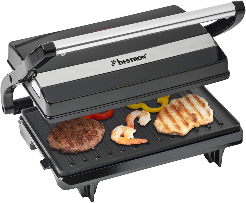 Bestron - Panini Maker série APM - poignée Cool-Touch, revêtement antiadhésif, bac récupérateur - 700W - APM123Z