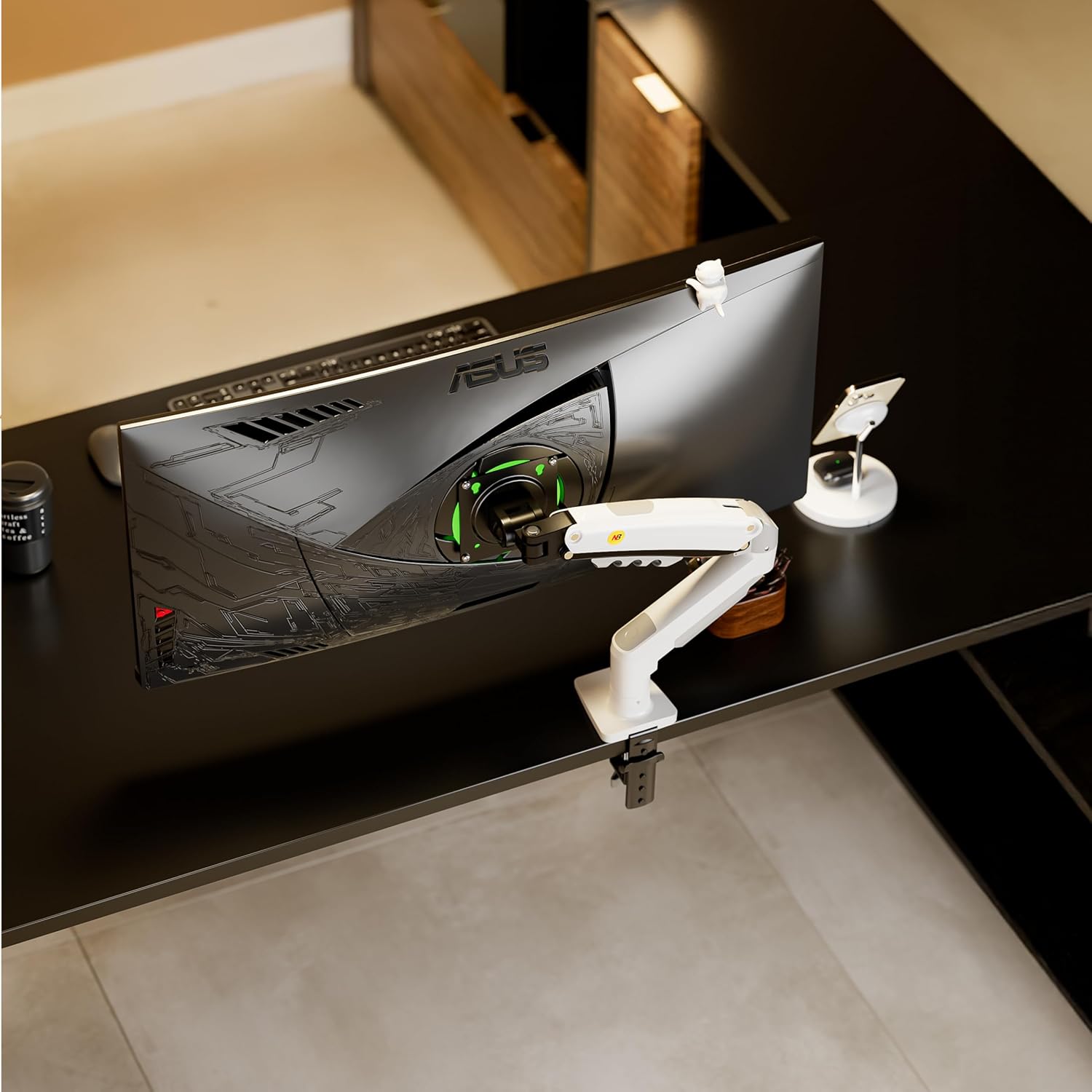 Ergosolid - Support écran PC - 17 à 32 pouces - bras articulé, ressort à gaz, rotation 360°