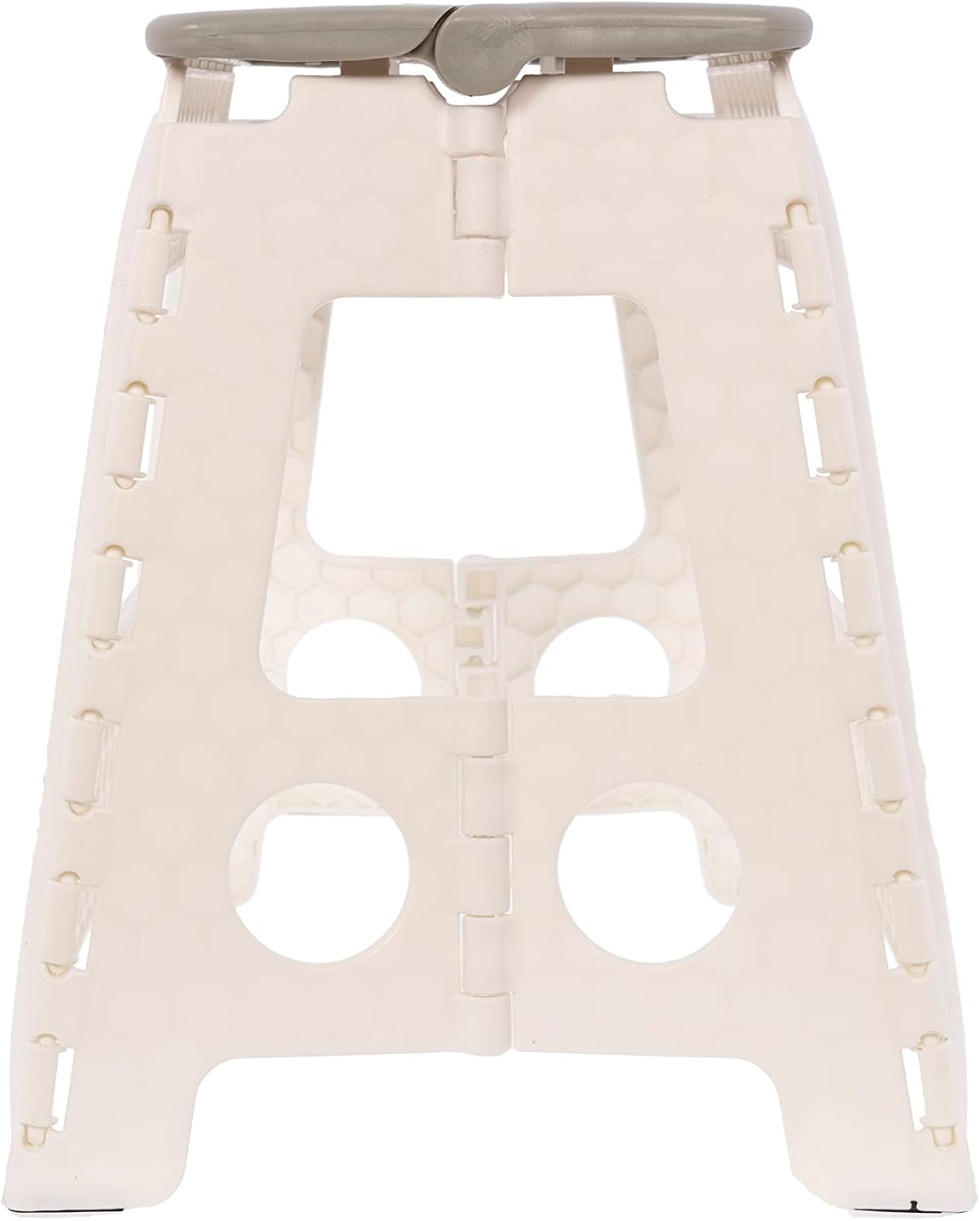 Arregui - Tabouret pliant 39 cm, blanc & gris, pliable compact TB-039-GB