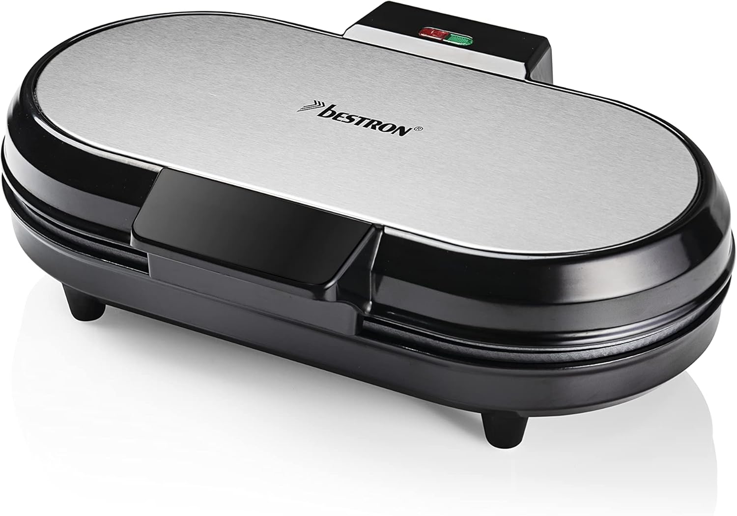 Bestron - Gaufrier double, 1200W, anti-adhésif, témoin cuisson, argent