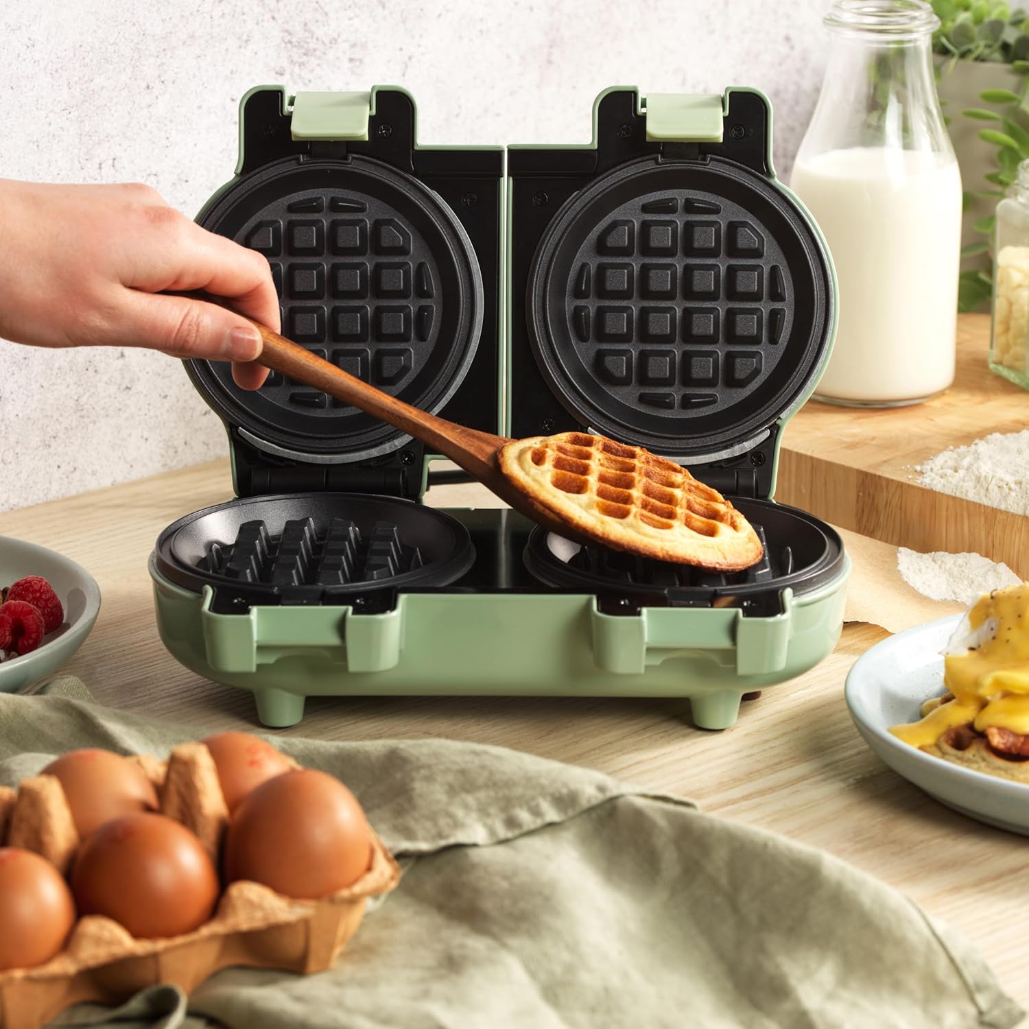 Giles & Posner - double mini gaufrier, 11.5cm, plaques amovibles, 1100W, EK5922GSGR