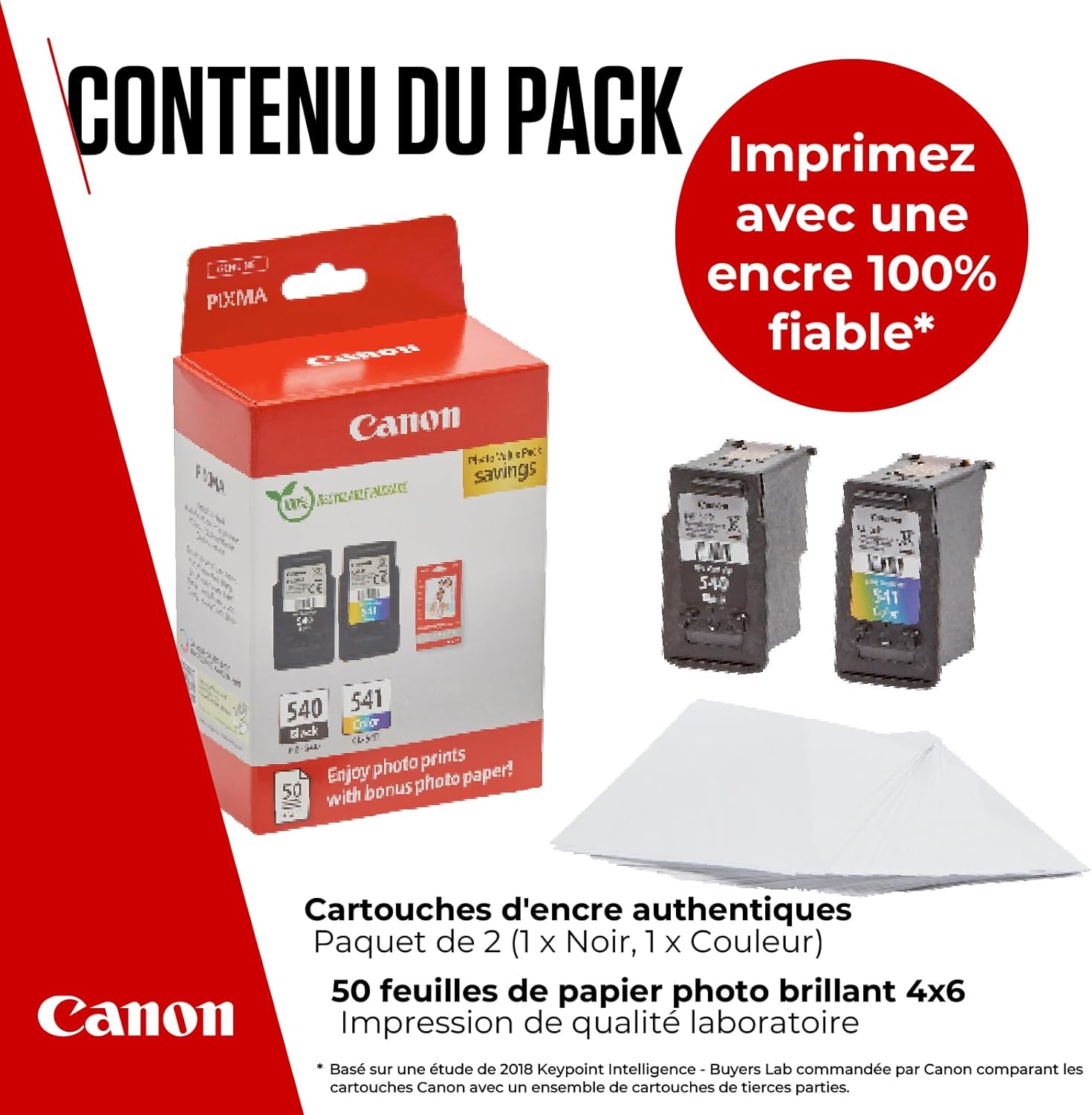 Canon - Pack encre & papier photo - 4x6 pouces - 2 cartouches, 50 feuilles - PG-540/CL-541
