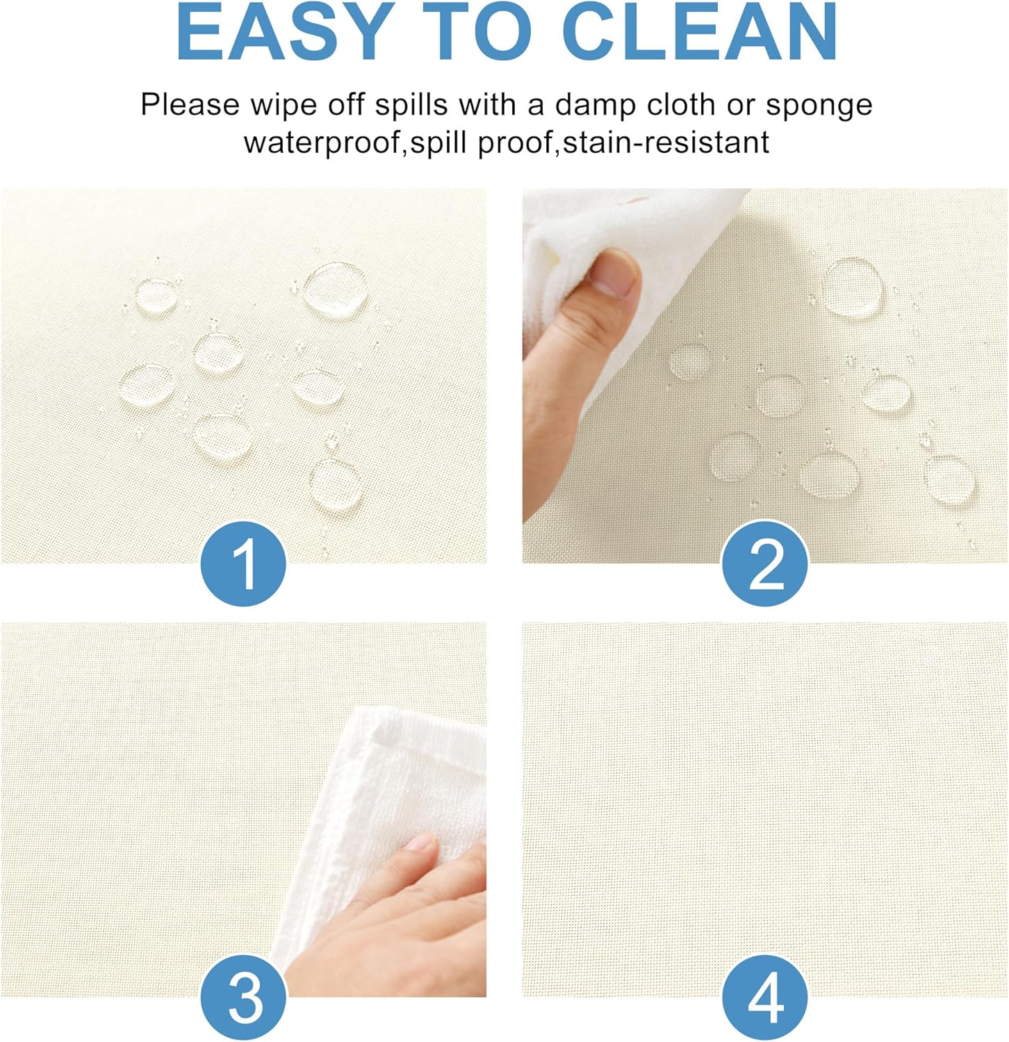 DWCN - nappe effet lin 120 cm - imperméable, lavable, champagne