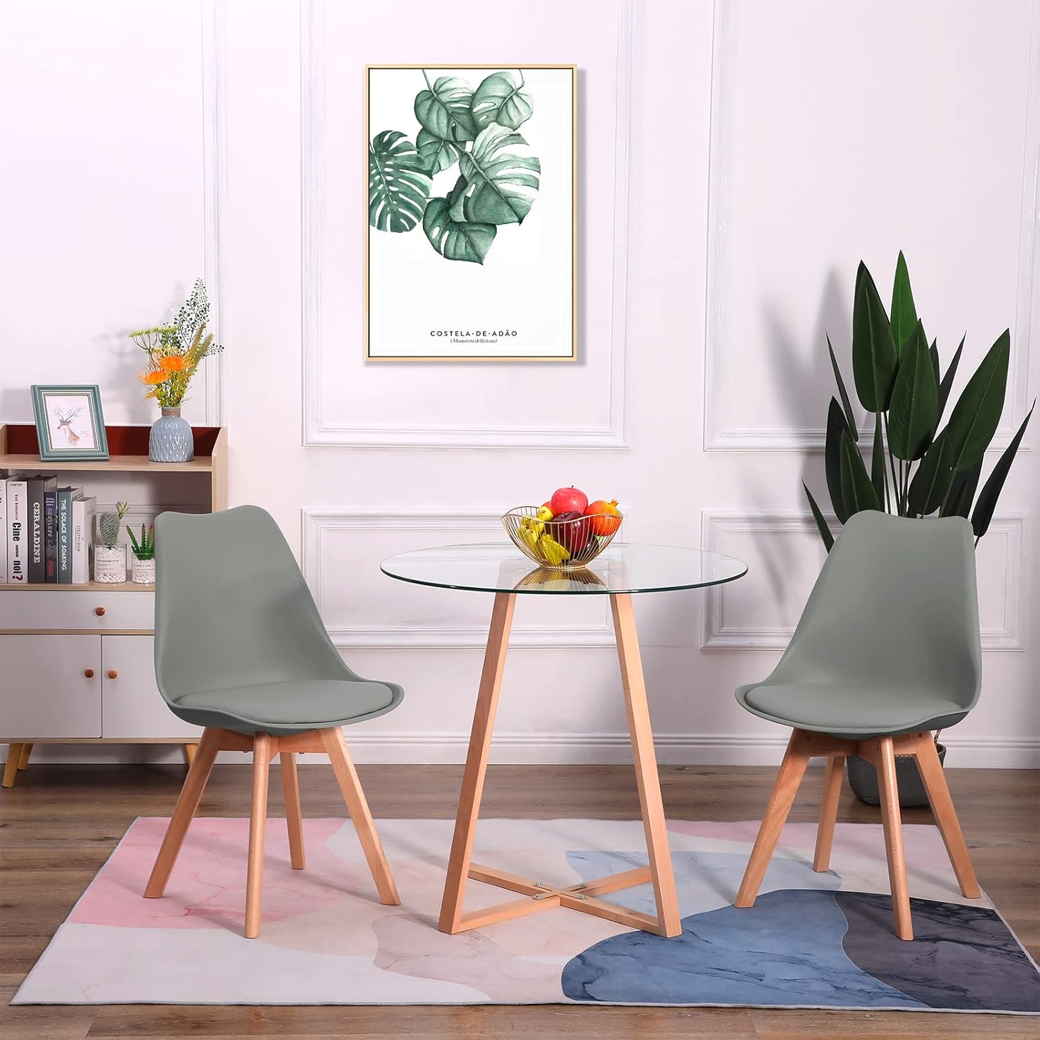 Eggree - Lot de 2 chaises design, hêtre massif, confort, gris, EGGREE