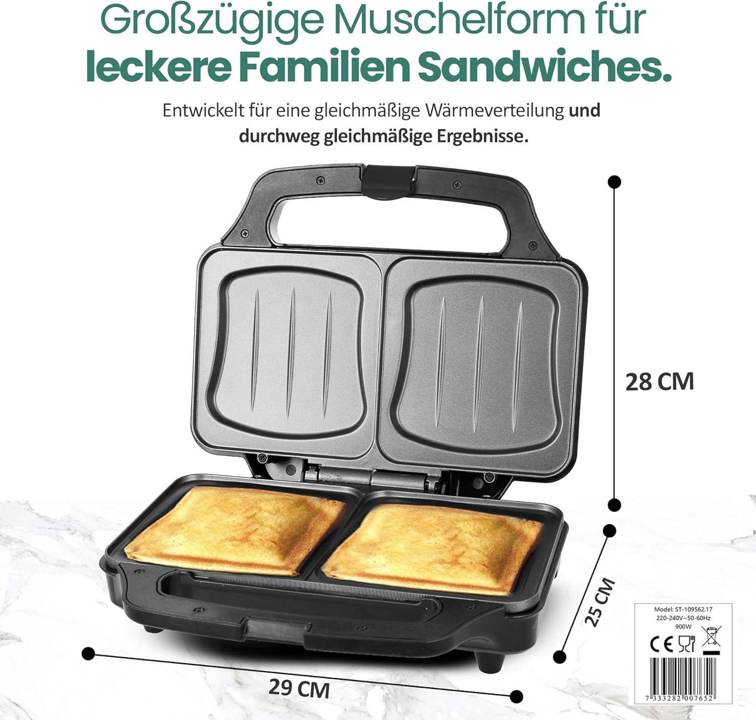 Emerio - XXL - 900W, grande plaque, sans BPA, facile à nettoyer