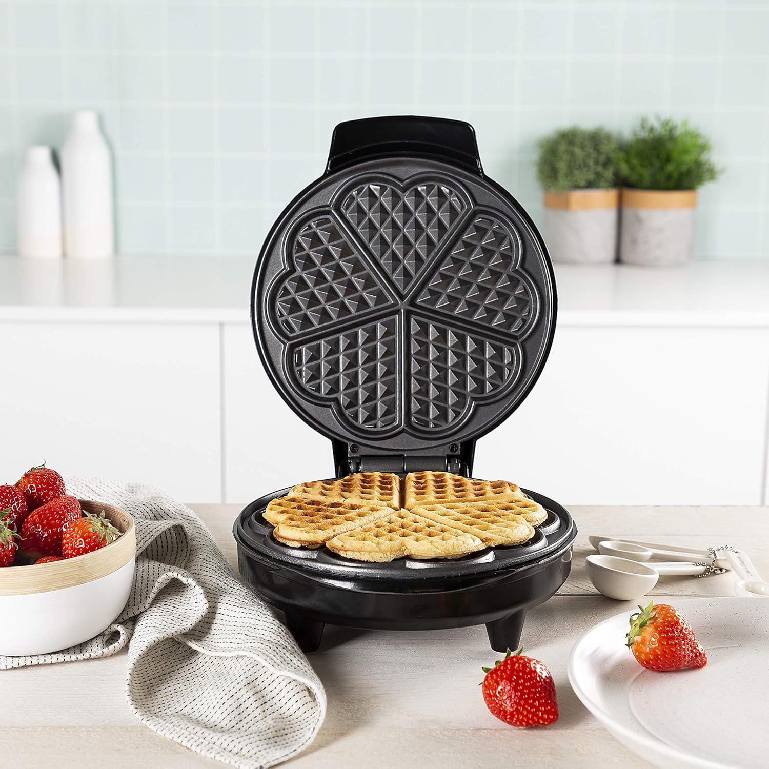 Tristar - moule à gaufres inox - 5 gaufres, noir, compact