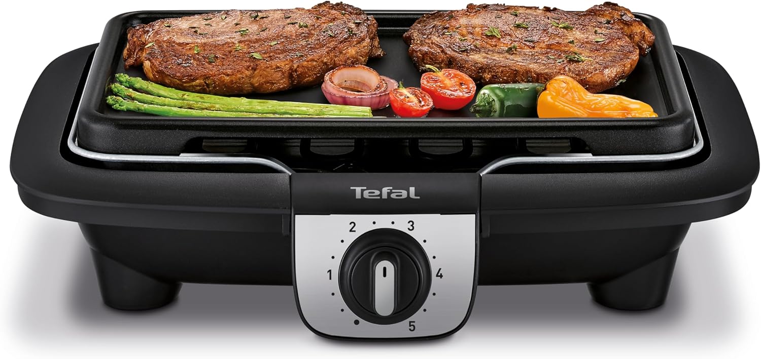 Tefal - Easy Grill 2en1 - plancha & barbecue, 2100W, plaque incluse - YY3818FB