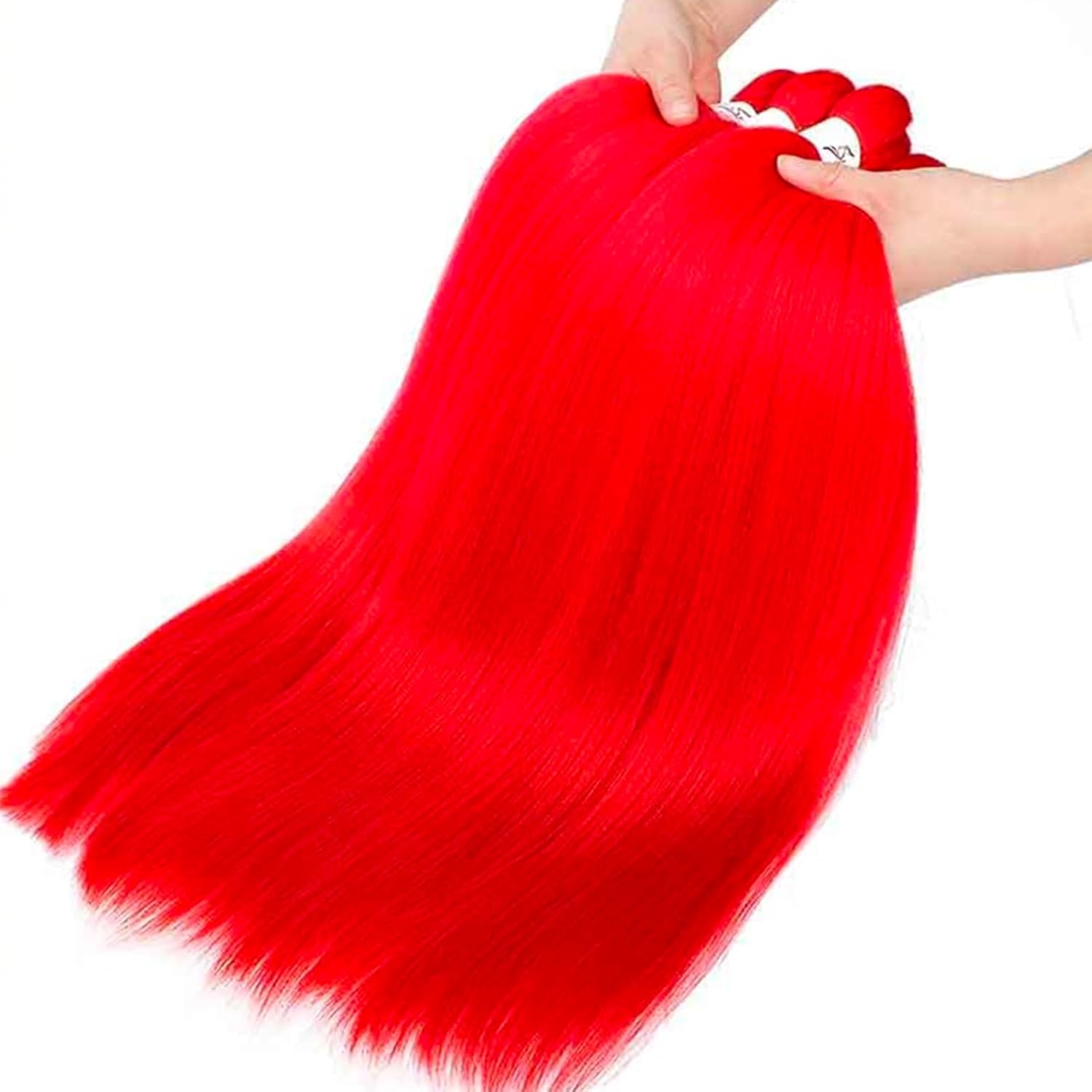 Rajout cheveux tressés - pré-étiré 30 pouces - kanekalon, 6 paquets, lisse, rouge, yaki