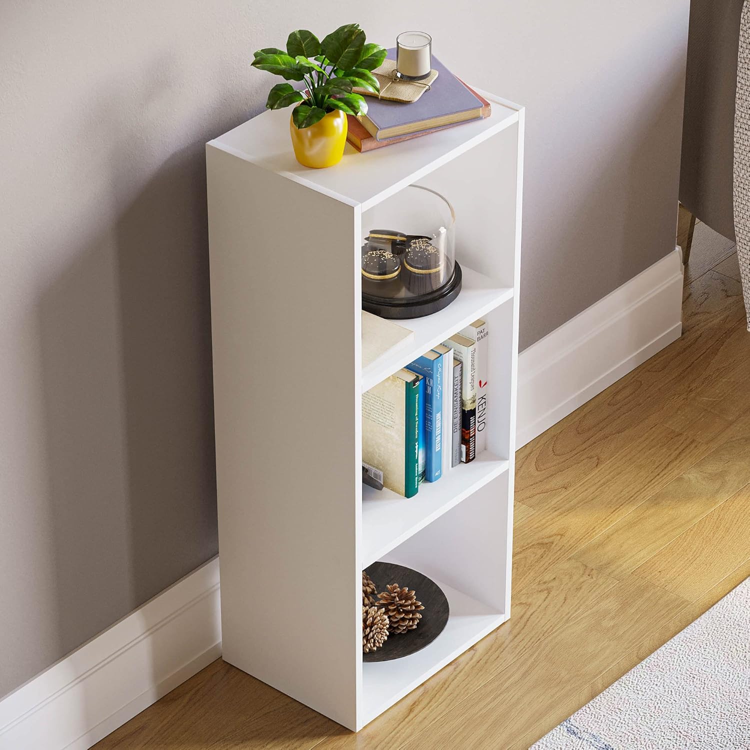 Vida Designs - Oxford, bibliothèque 3 niveaux, H80xW32xD24cm, blanc, moderne