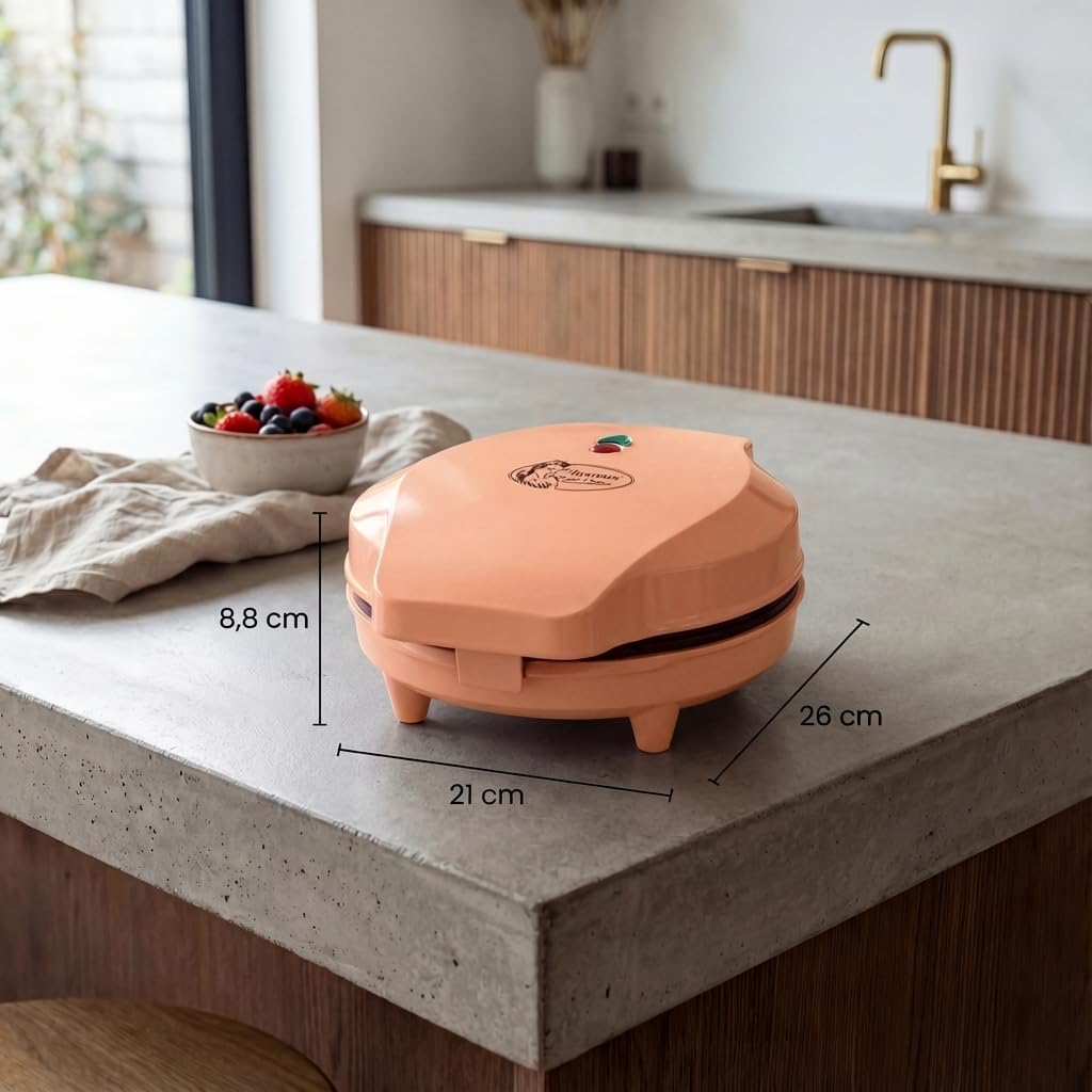 Bestron - Gaufrier rétro cœur, antiadhésif, 700W, orange