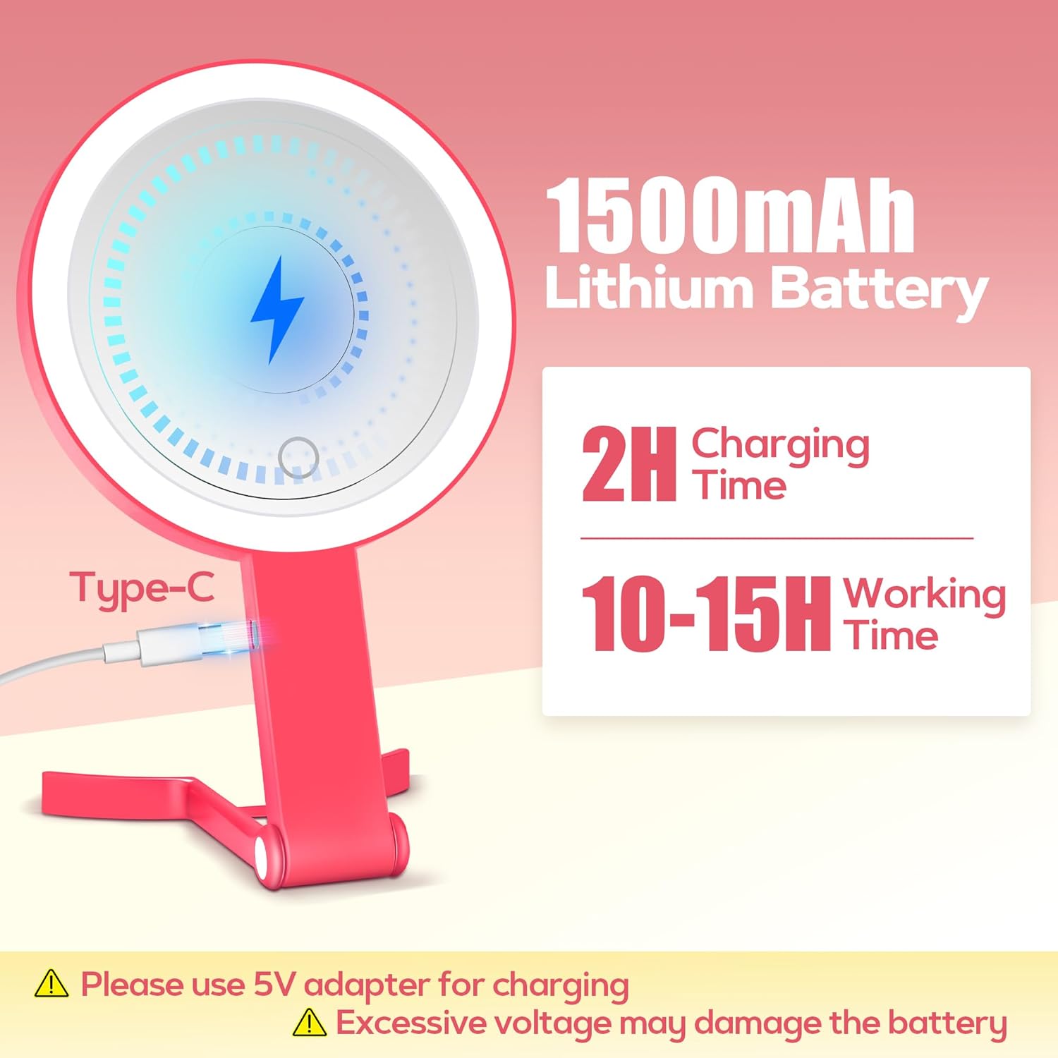 B Beauty Planet - miroir maquillage double face, pliable, lumière 3 couleurs