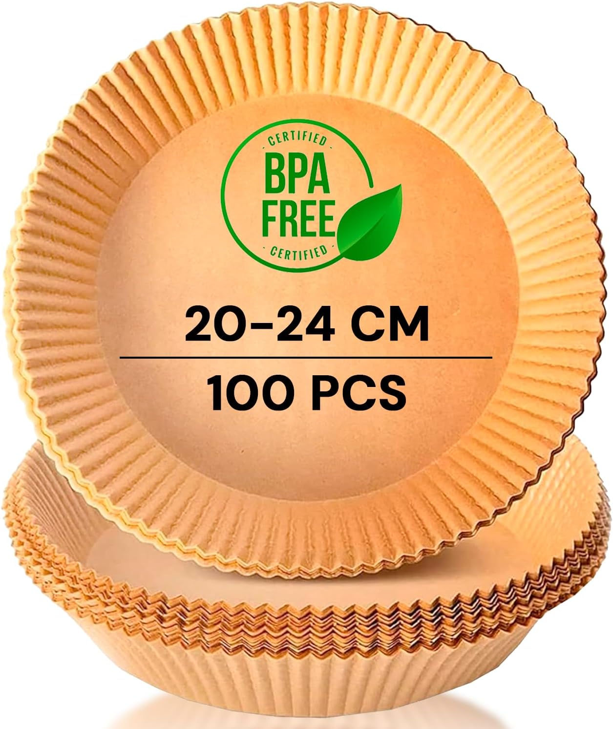 edihome - Papier Cuisson Air Fryer - rond 20-24 cm - 100 unités, jetable, BPA free