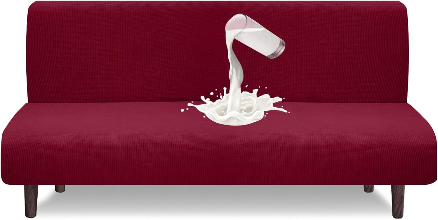 Granbest - housse futon extensible imperméable, antidérapante, rouge vin - pour canapé-lit sans accoudoirs