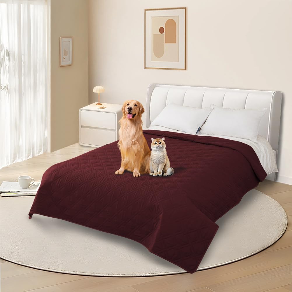 DUJUIKE - housse canapé imperméable, antidérapante, rouge, 132-208cm