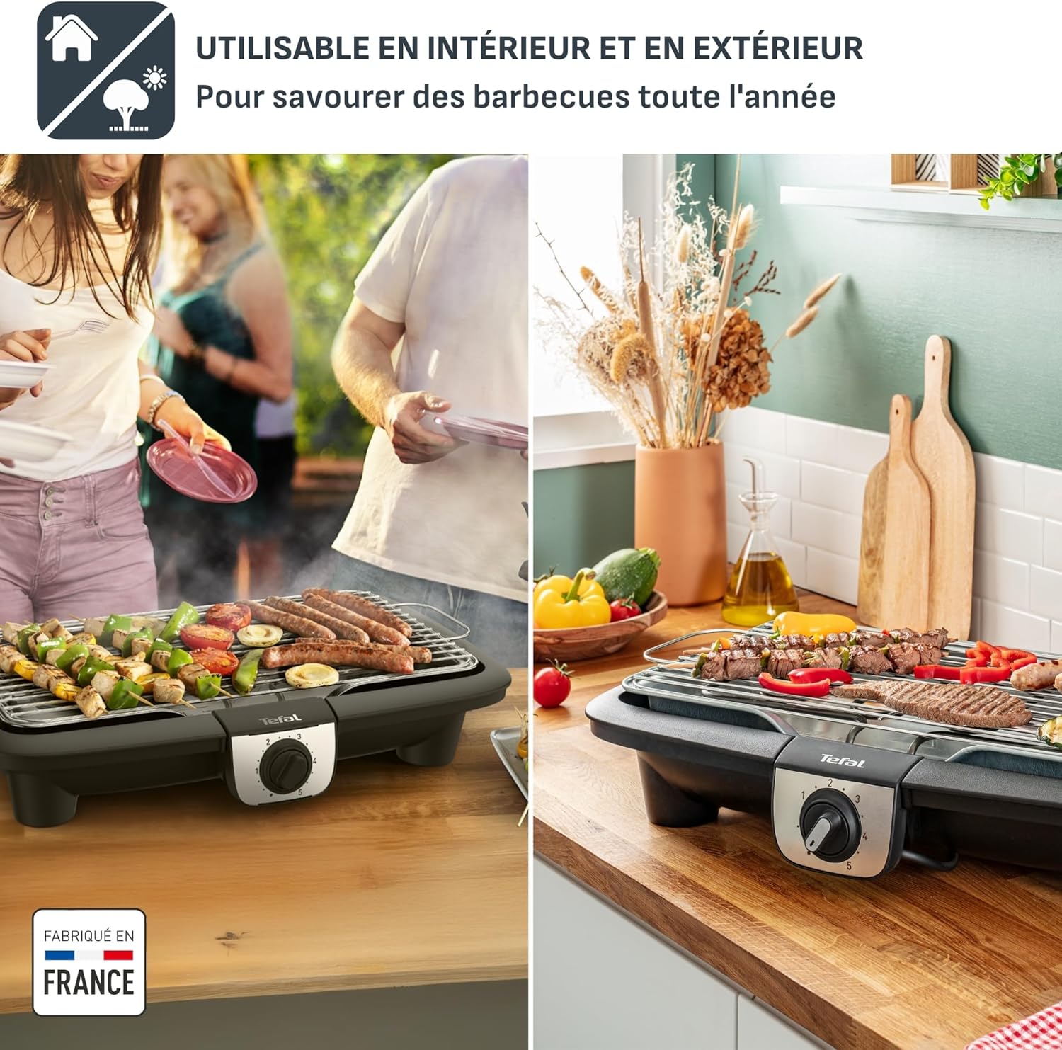 Tefal - Easy Grill 2en1 - plancha & barbecue, 2100W, plaque incluse - YY3818FB