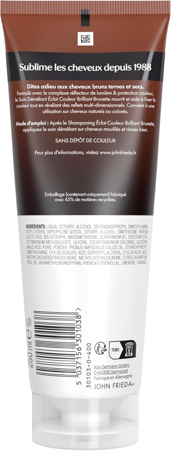 John Frieda - Brilliant Brunette Soin Démêlant - 250ml - soin éclat, démêlant cheveux, protection couleur