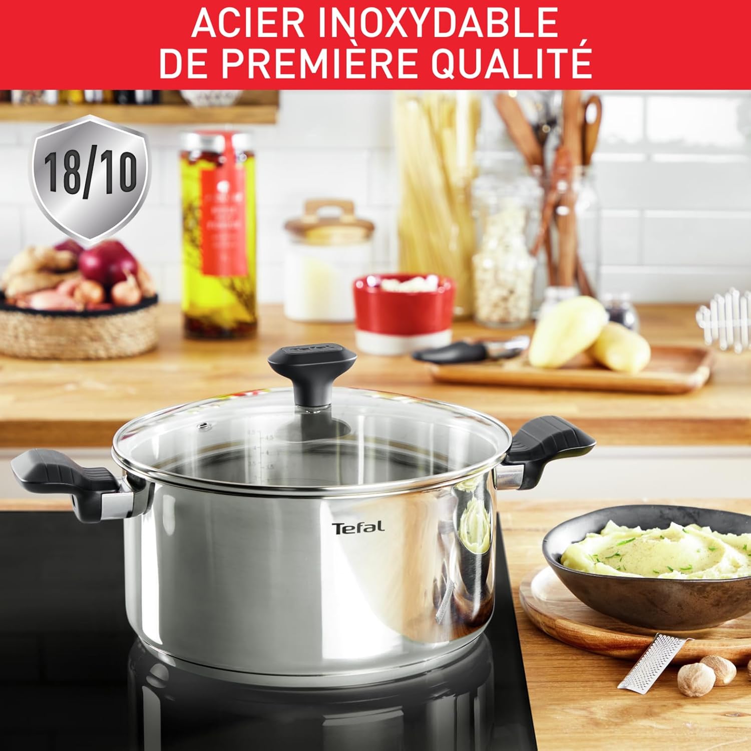 Tefal - Comfort Max - faitout 24cm inox induction, poignées isolées, C9734604